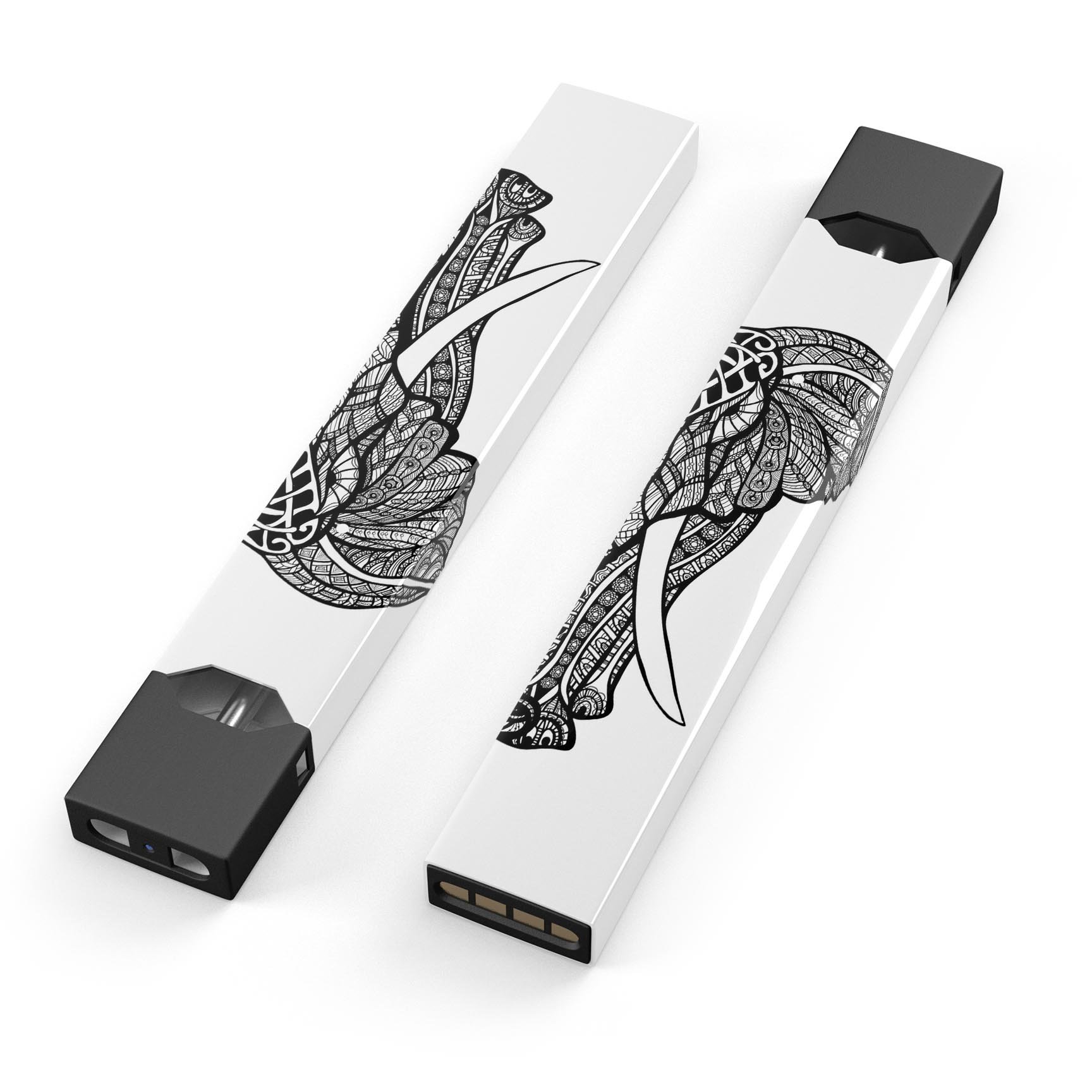 Sacred Ornate Elephant skin-wrap sticker designed for JUUL vaping device, featuring intricate elephant design and premium vinyl material.