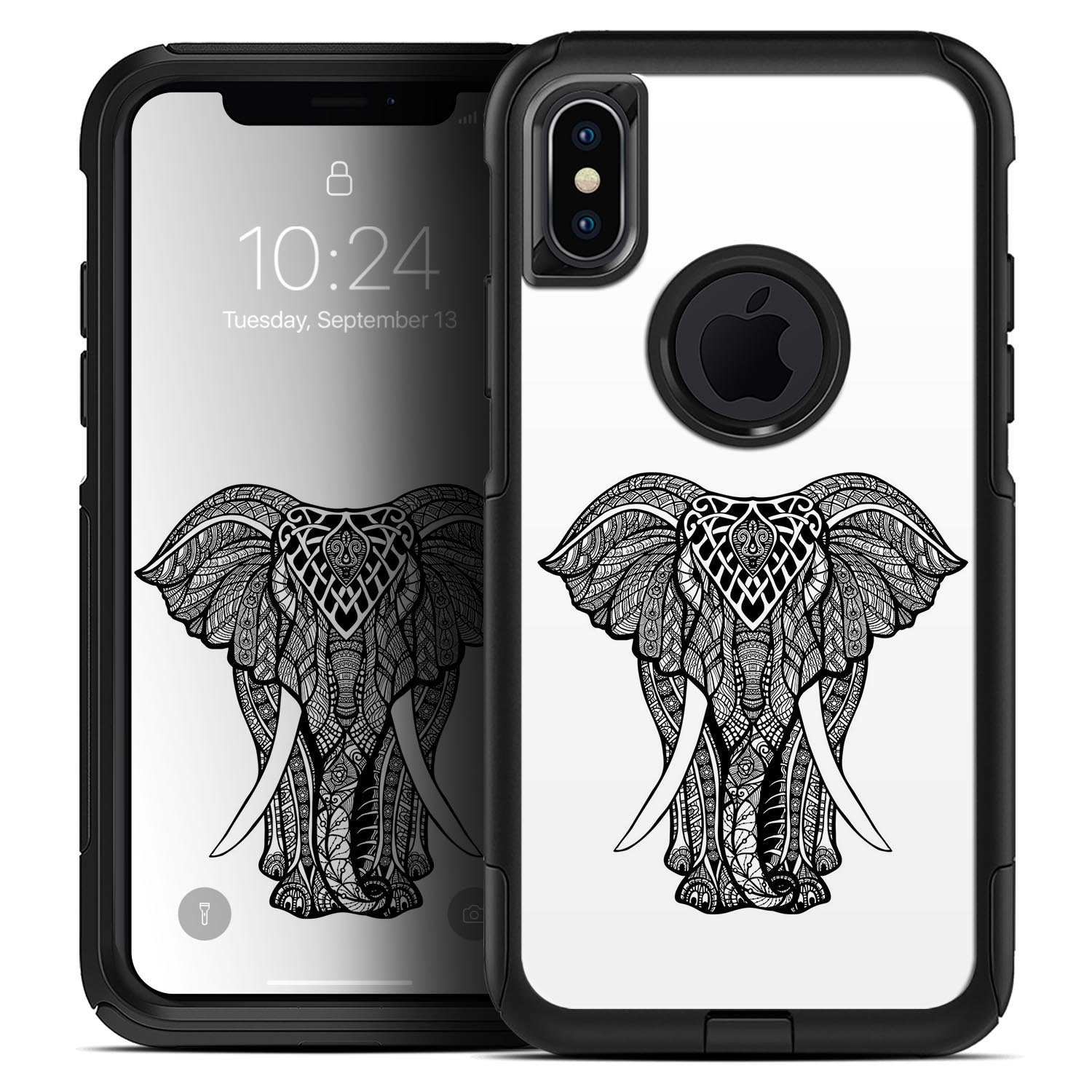 Sacred Ornate Elephant Skin Kit for iPhone OtterBox cases featuring vibrant design and premium materials.