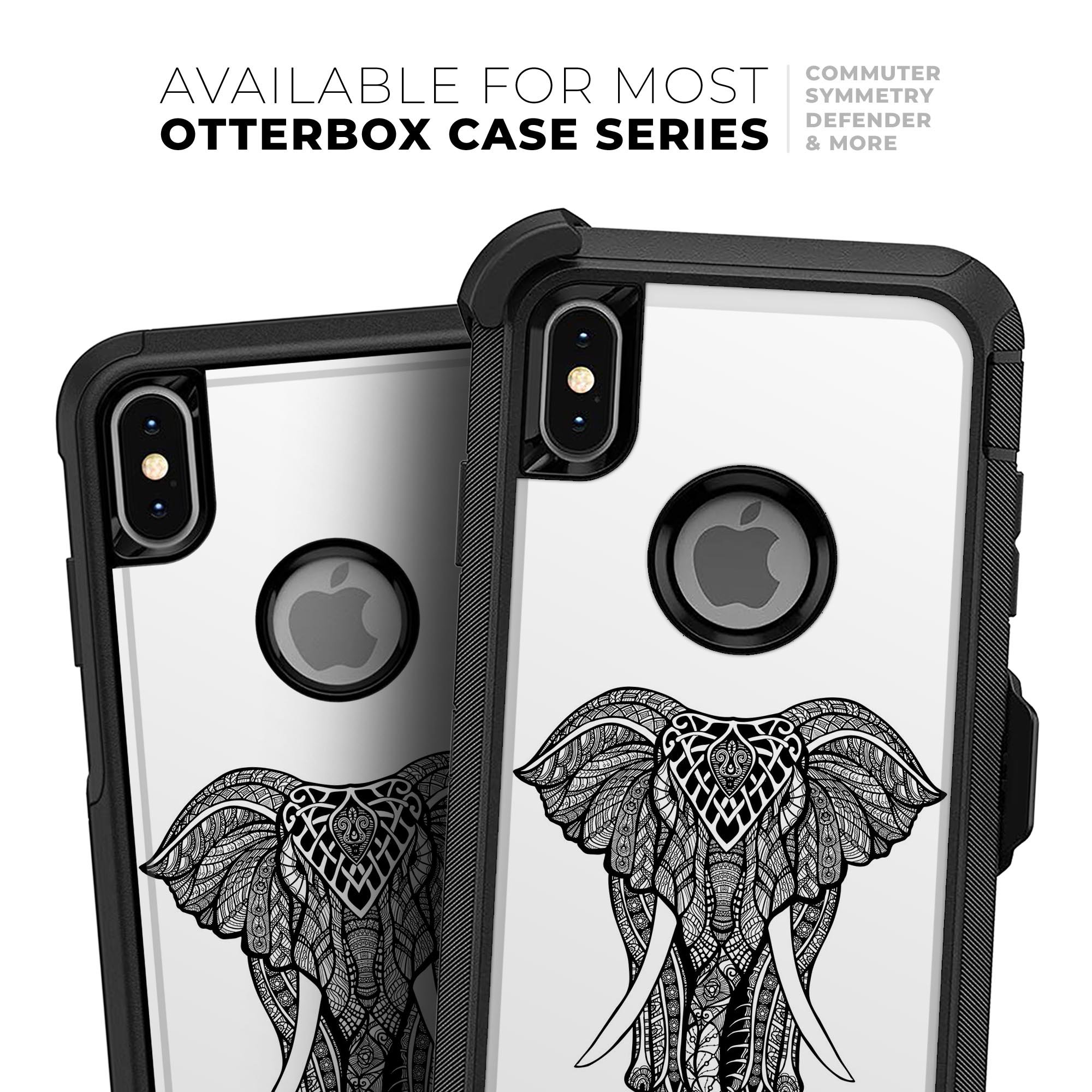 Sacred Ornate Elephant Skin Kit for iPhone OtterBox cases featuring vibrant design and premium materials.