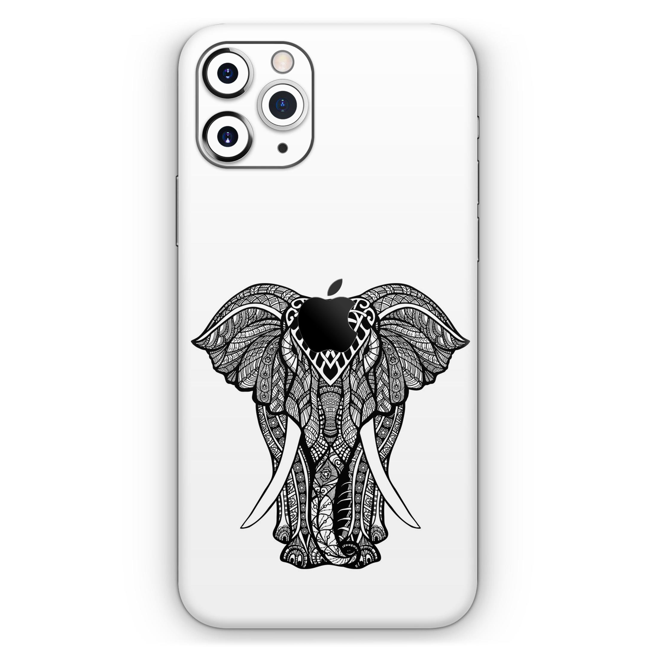 Sacred Ornate Elephant Skin-Kit for Apple iPhone, showcasing intricate elephant design on a sleek vinyl surface.