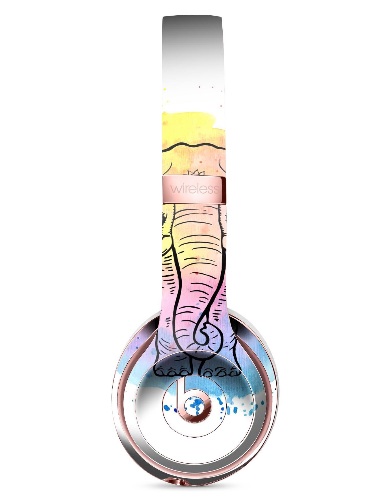 Sacred Watercolor Elephant Full-Body Skin Kit for Beats by Dre, showcasing vibrant colors and intricate design for stylish headphone protection.