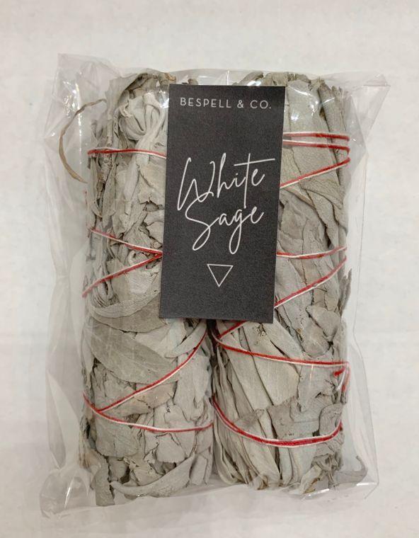 A Sage Smudge Bundle featuring two 4-inch sticks of White Sage, ideal for purification and cleansing rituals.