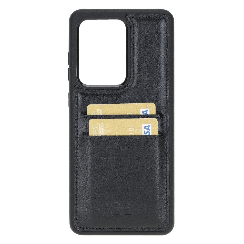 Samsung Galaxy S20 Series Leather Flexible Back Cover with Card, showcasing its elegant design and card slots.