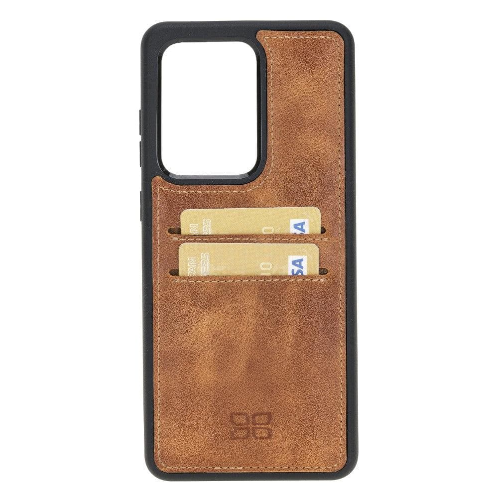 Samsung Galaxy S20 Series Leather Flexible Back Cover with Card, showcasing its elegant design and card slots.