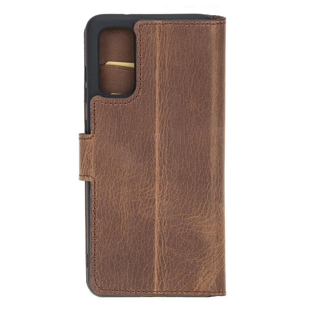 Samsung Galaxy S20 Series Leather Wallet Folio Case in black leather with card slots and magnetic closure.