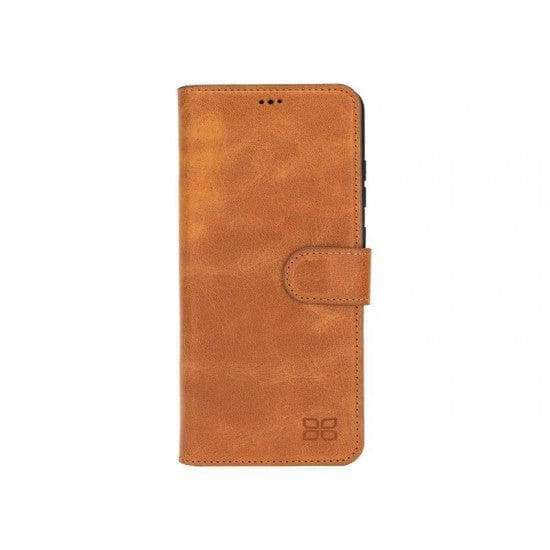 Samsung Galaxy S20 Series Leather Wallet Folio Case in black leather with card slots and magnetic closure.