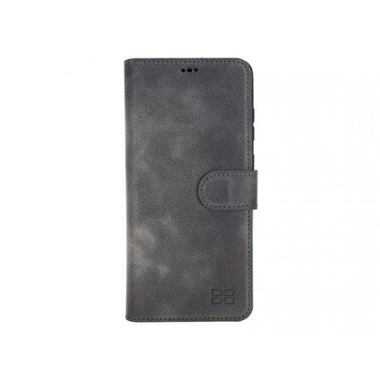 Samsung Galaxy S20 Series Leather Wallet Folio Case in black leather with card slots and magnetic closure.