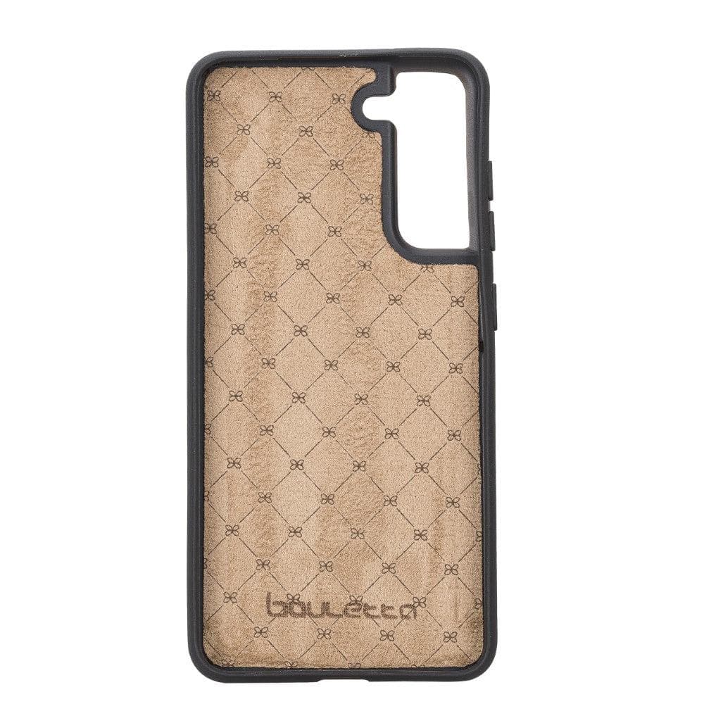 Samsung Galaxy S21 FE Leather Flex Cover Case in various colors, showcasing its premium leather texture and high edge design.