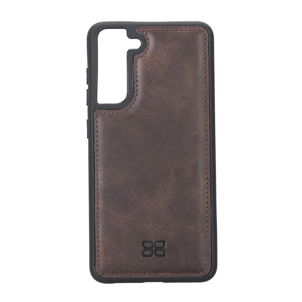 Samsung Galaxy S21 FE Leather Flex Cover Case in various colors, showcasing its premium leather texture and high edge design.