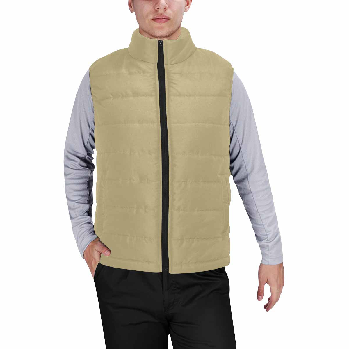 Sand Dollar Brown Men's Padded Vest featuring a quilted design and zipper closure, perfect for layering and outdoor activities.