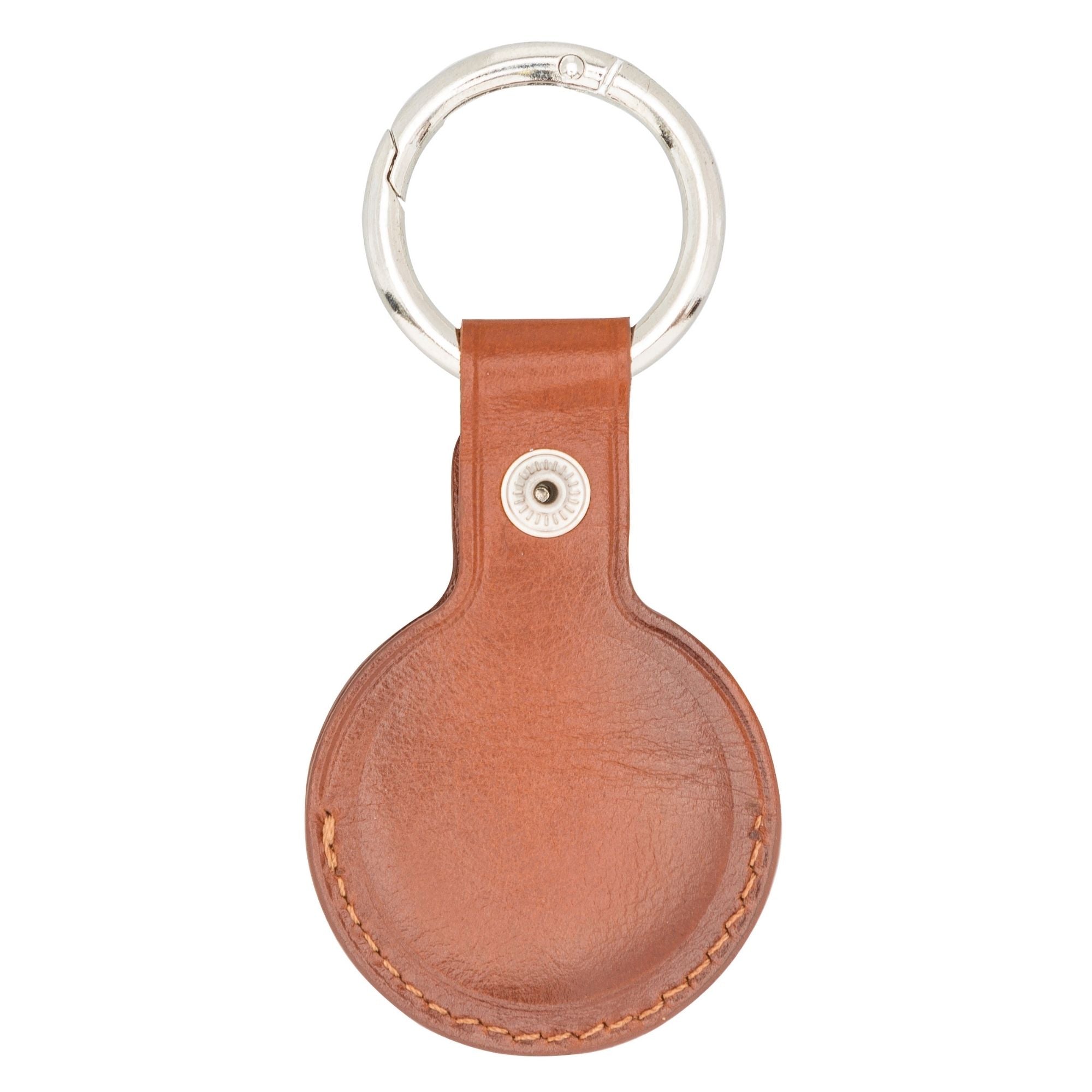 Saratoga Leather AirTag Holder showcasing premium genuine leather craftsmanship with a secure fit for Apple AirTag.