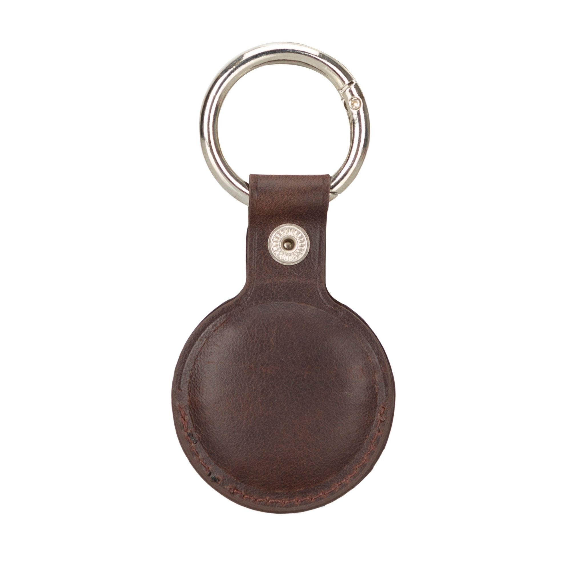 Saratoga Leather AirTag Holder showcasing premium genuine leather craftsmanship with a secure fit for Apple AirTag.