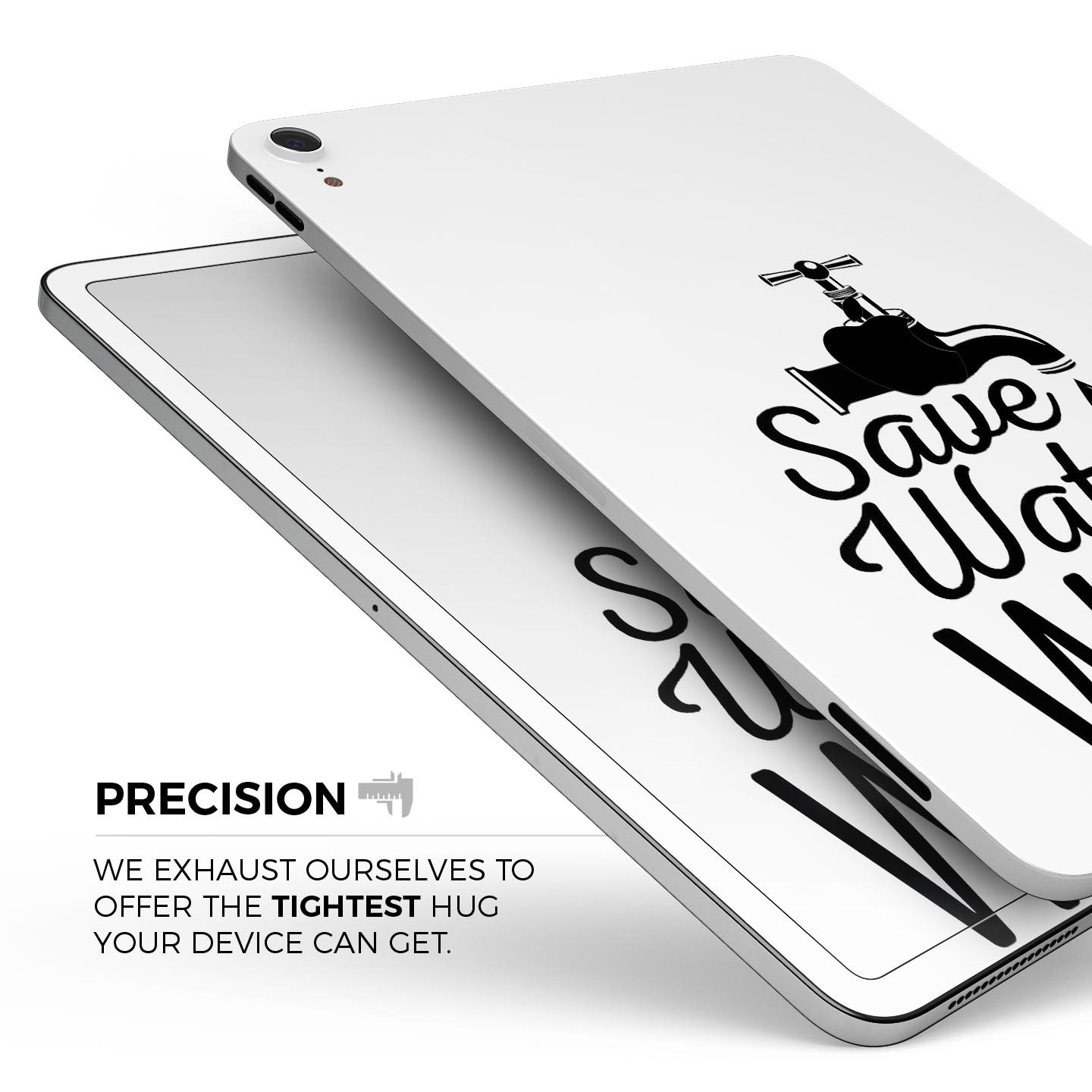 Save Water Drink Wine full body skin decal for Apple iPad Pro, showcasing vibrant design and premium 3M material.