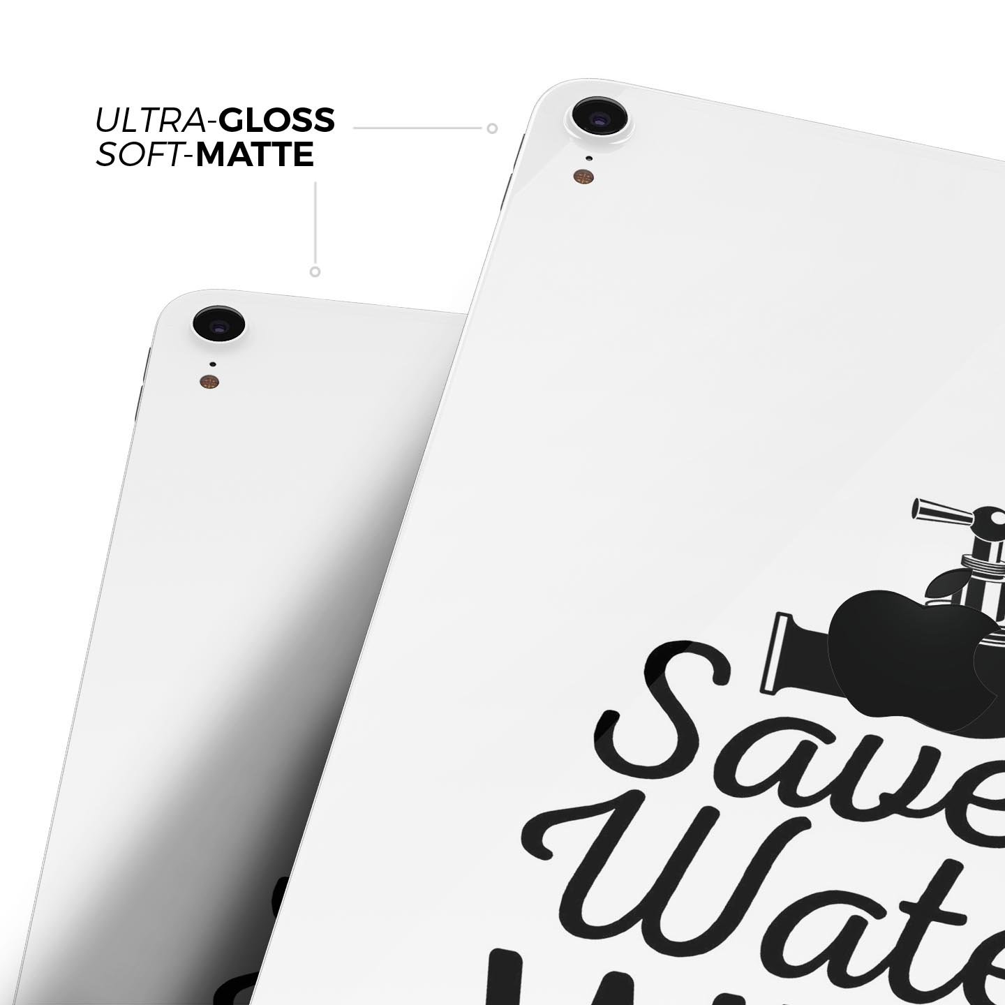 Save Water Drink Wine full body skin decal for Apple iPad Pro, showcasing vibrant design and premium 3M material.