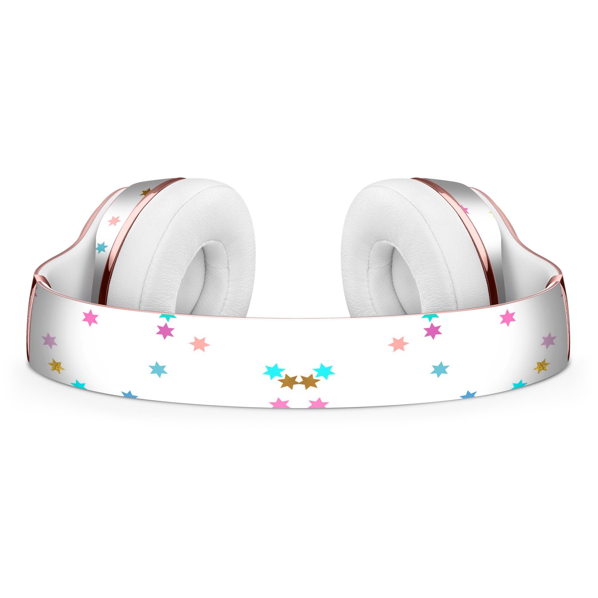 Scattered Falling Multicolor Stars Skin Kit for Beats by Dre Solo 3 Wireless Headphones, showcasing vibrant star patterns on a sleek design.