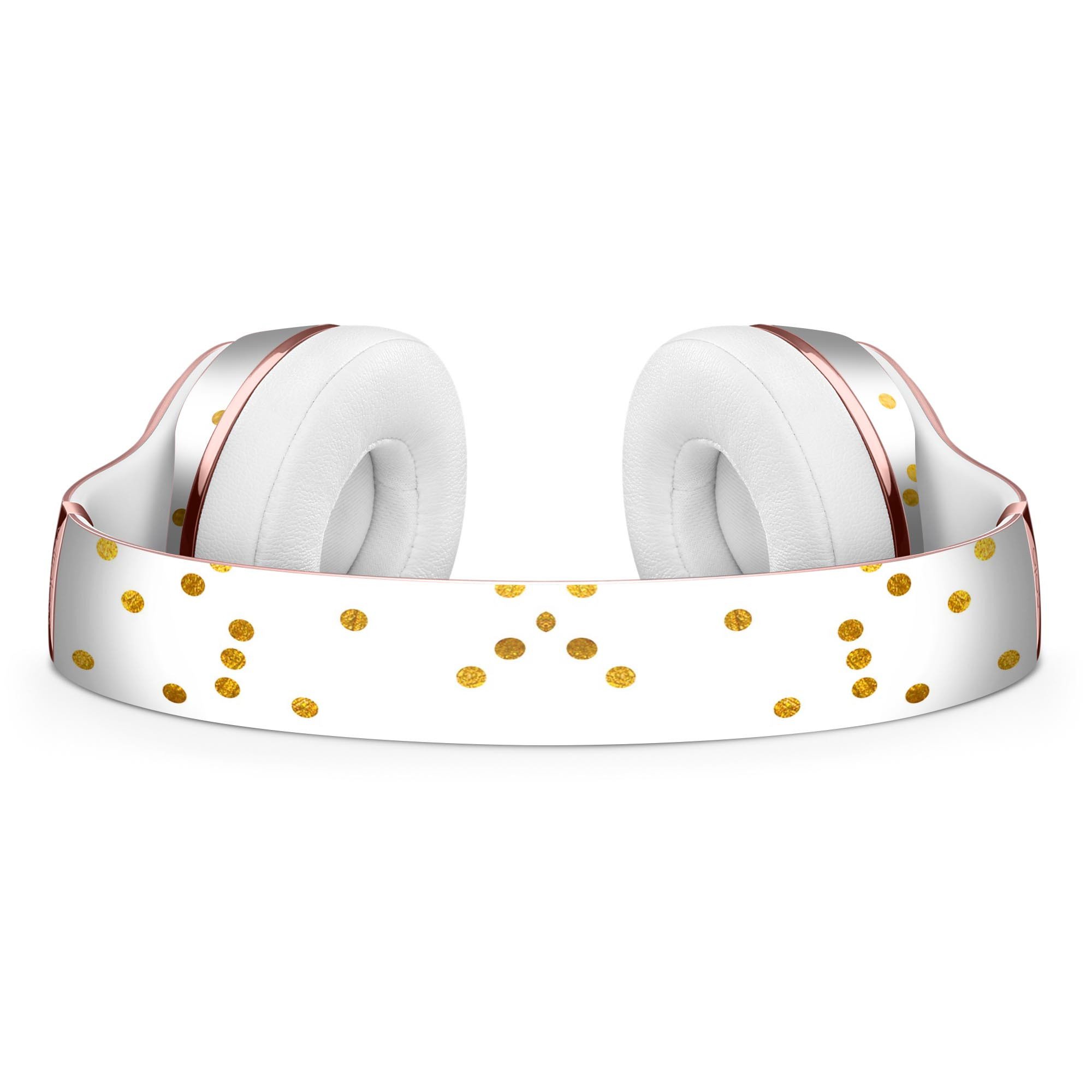 Scattered Golden Micro Polka Dots Full-Body Skin Kit for Beats by Dre Solo 3 Wireless Headphones, showcasing a stylish design and premium vinyl material.