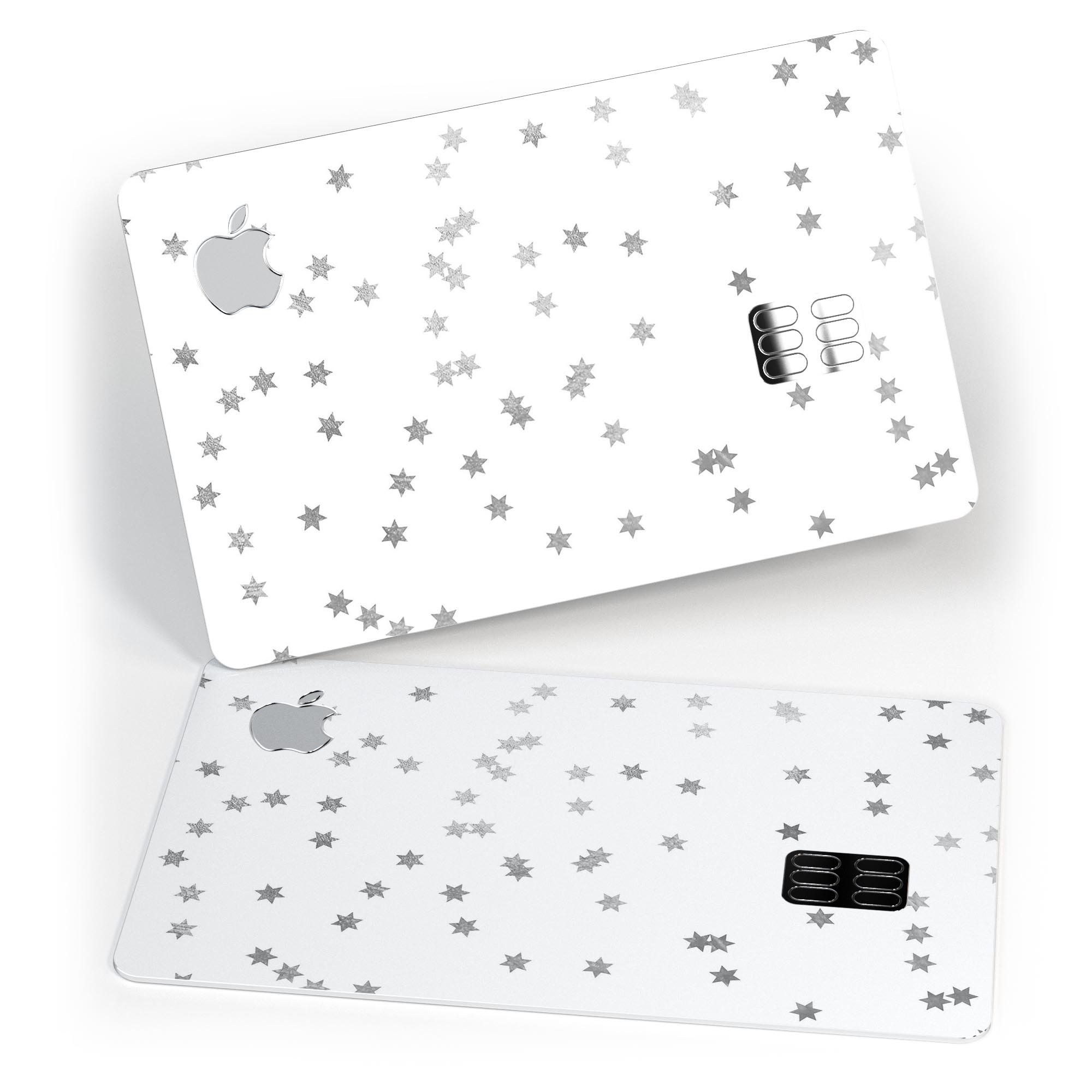 Scattered Grayscale Micro stars decal skin-kit for Apple Card, showcasing premium vinyl design and protective features.