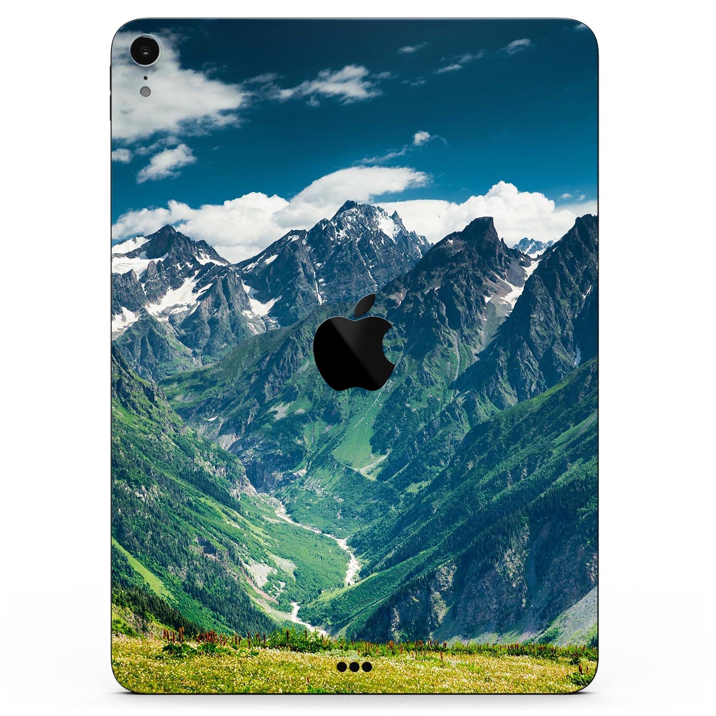 Scenic Mountaintops full body skin decal for Apple iPad Pro, showcasing a beautiful mountain landscape design.