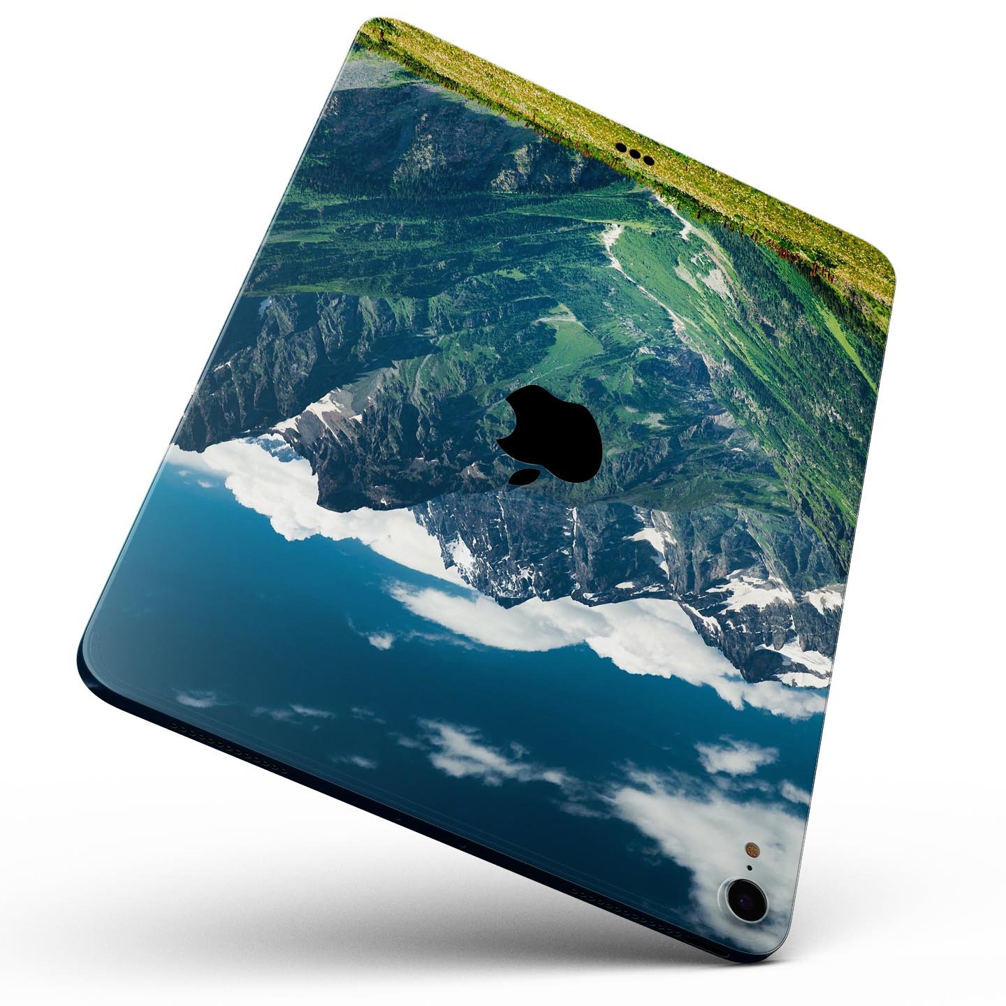 Scenic Mountaintops full body skin decal for Apple iPad Pro, showcasing a beautiful mountain landscape design.