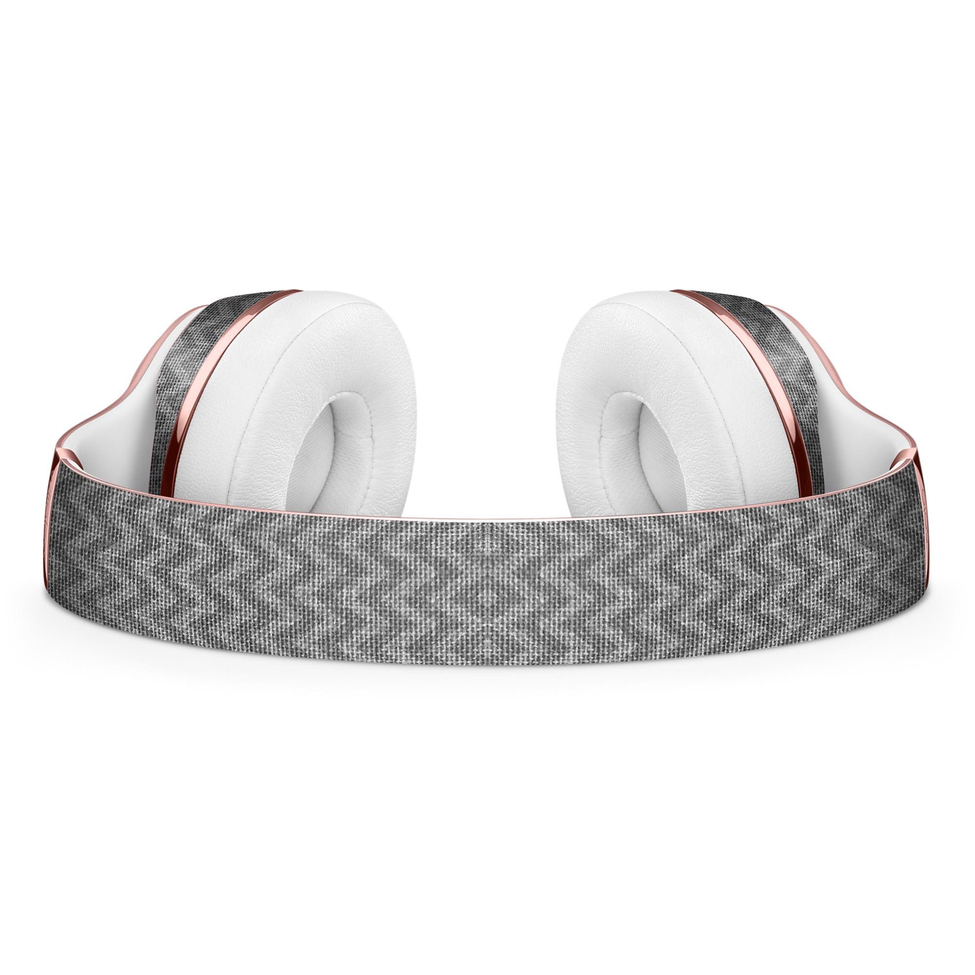 Scratched Chevron Over Gray Fabric Full-Body Skin Kit for Beats by Dre Solo 3 Wireless Headphones, showcasing a stylish design and premium vinyl material.