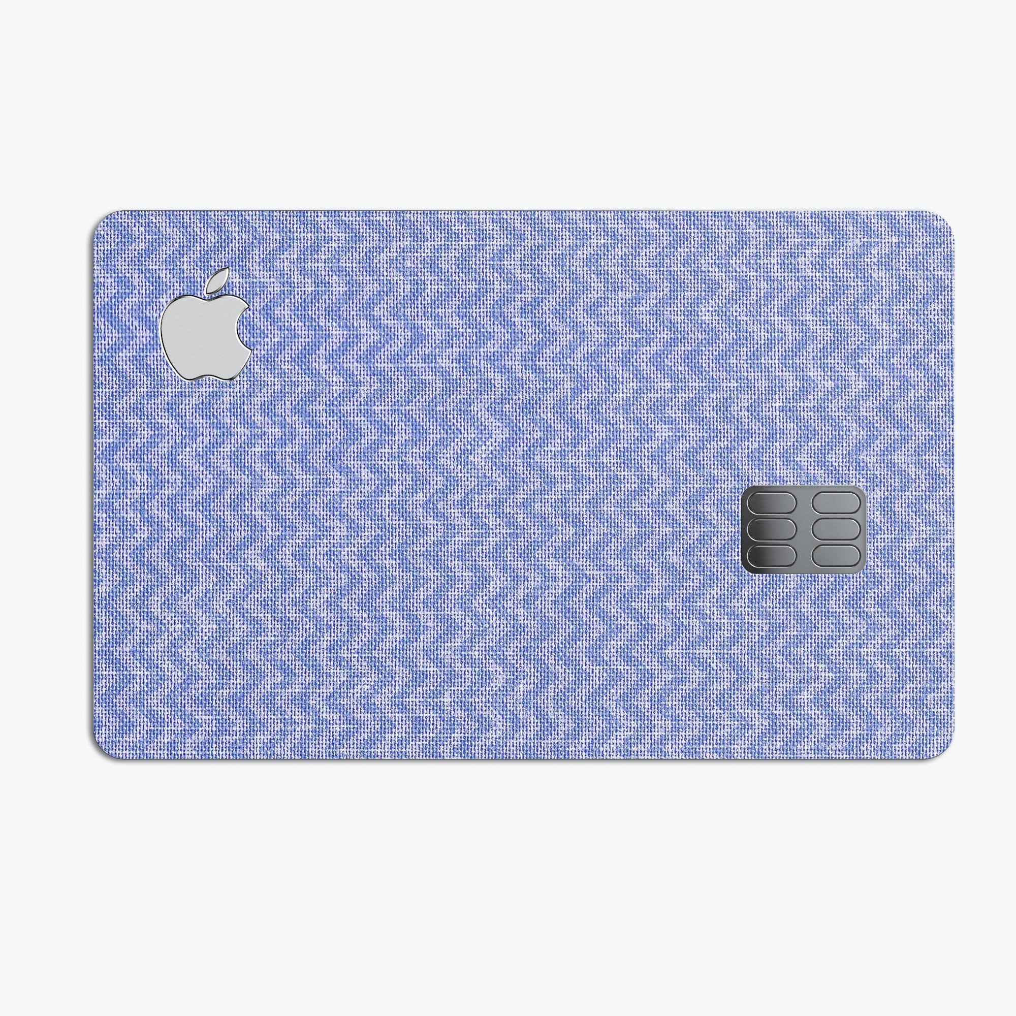 Scratched Deep Blue Sea Fabric Pattern decal on an Apple Card, showcasing its vibrant design and protective features.