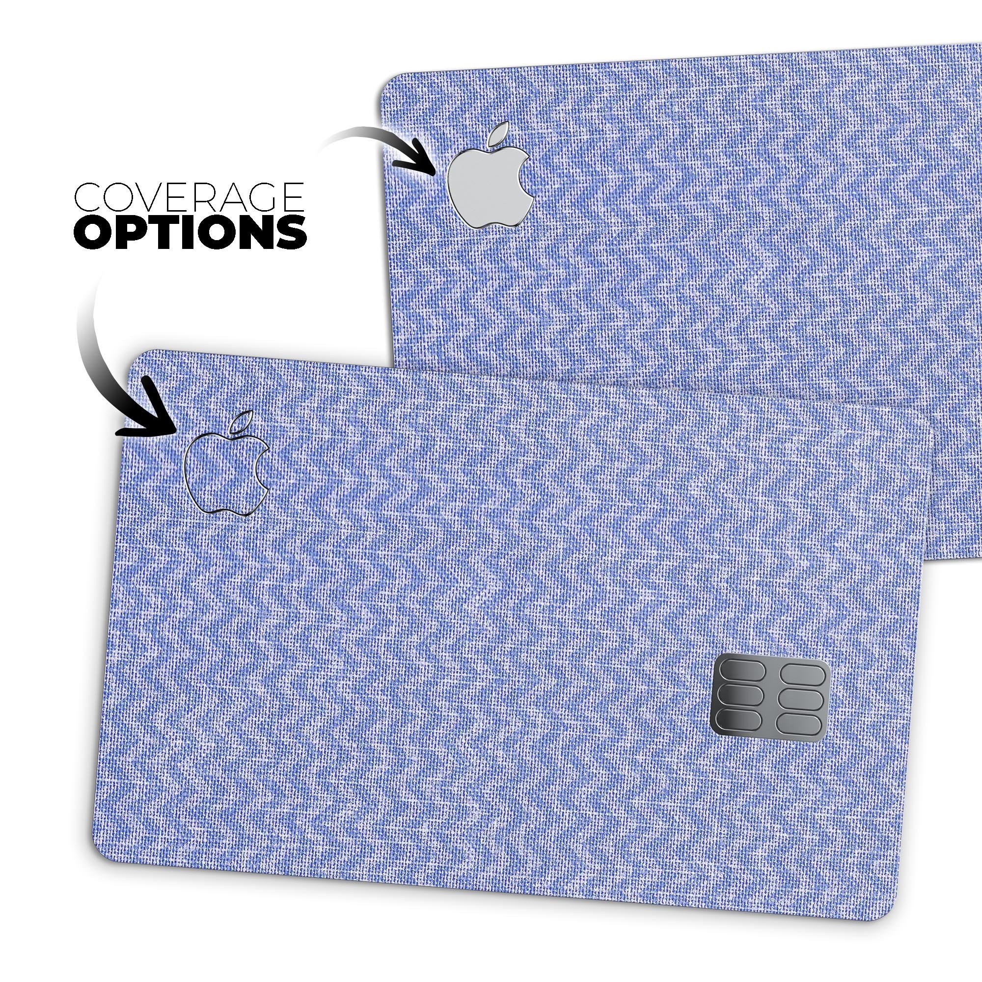 Scratched Deep Blue Sea Fabric Pattern decal on an Apple Card, showcasing its vibrant design and protective features.