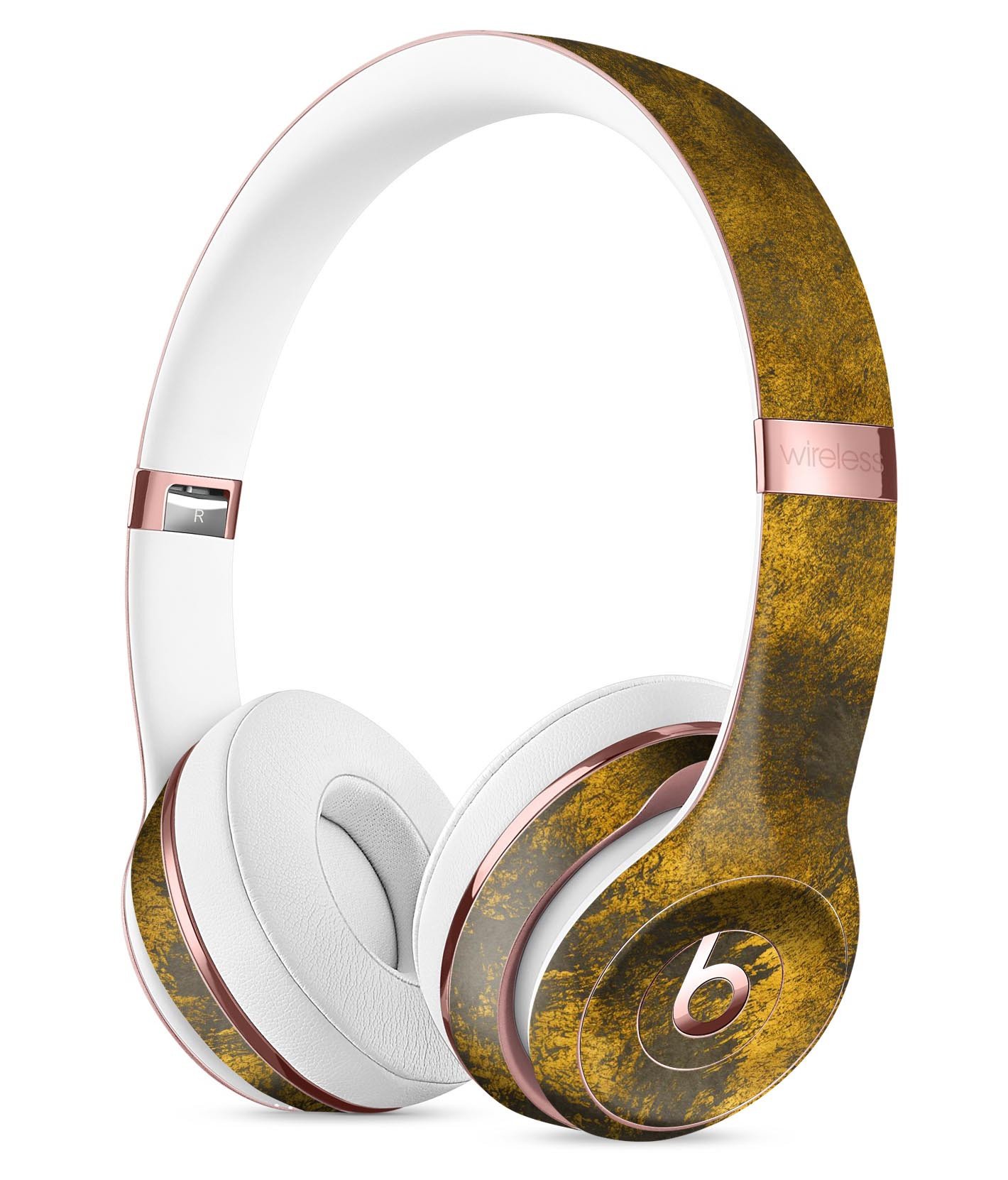 Scratched Gold Standard V1 Full-Body Skin Kit for Beats by Dre Solo 3 Wireless Headphones, showcasing a stylish gold design.