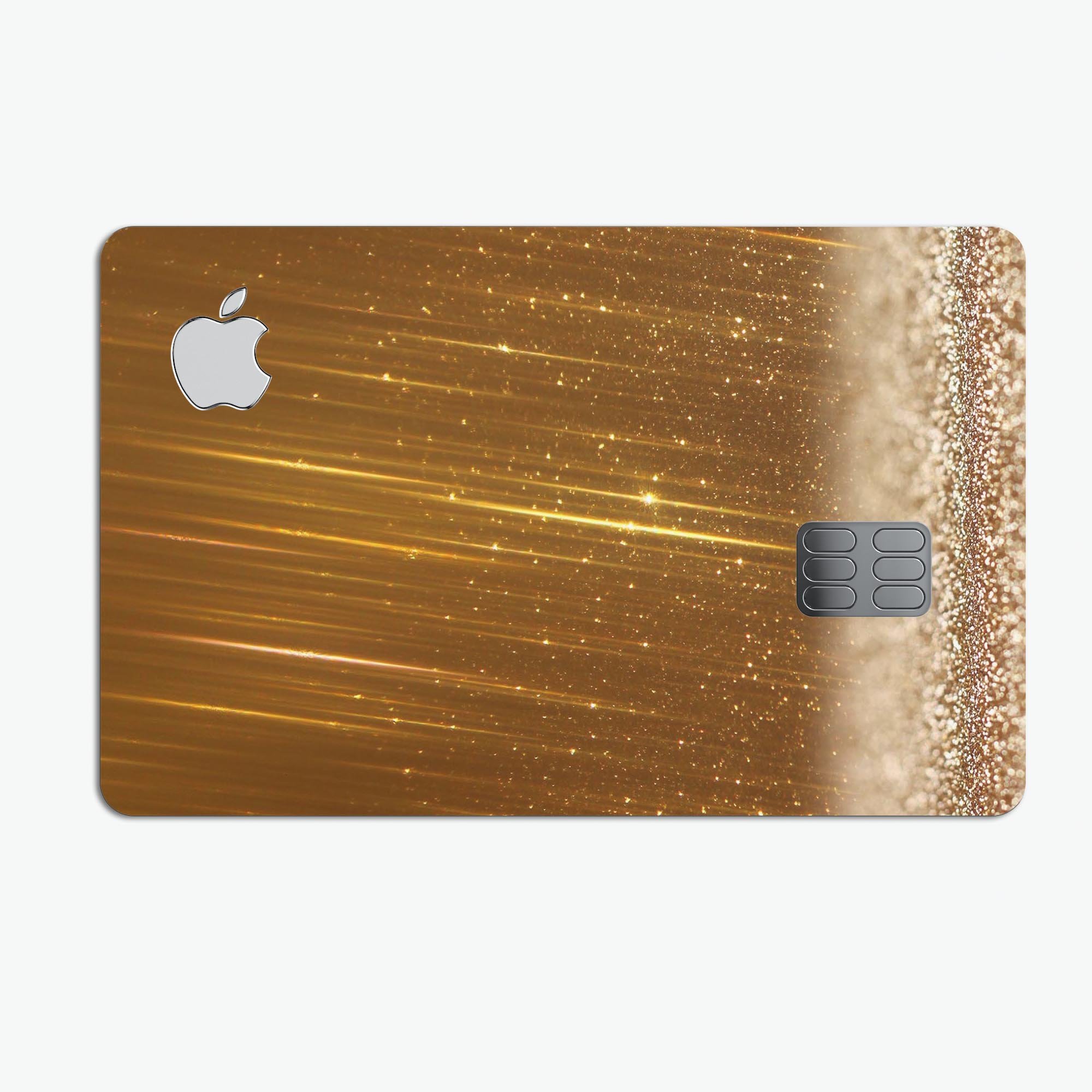 Premium Protective Decal Skin-Kit for Apple Card featuring scratched gold streaks design, showcasing its stylish and protective features.