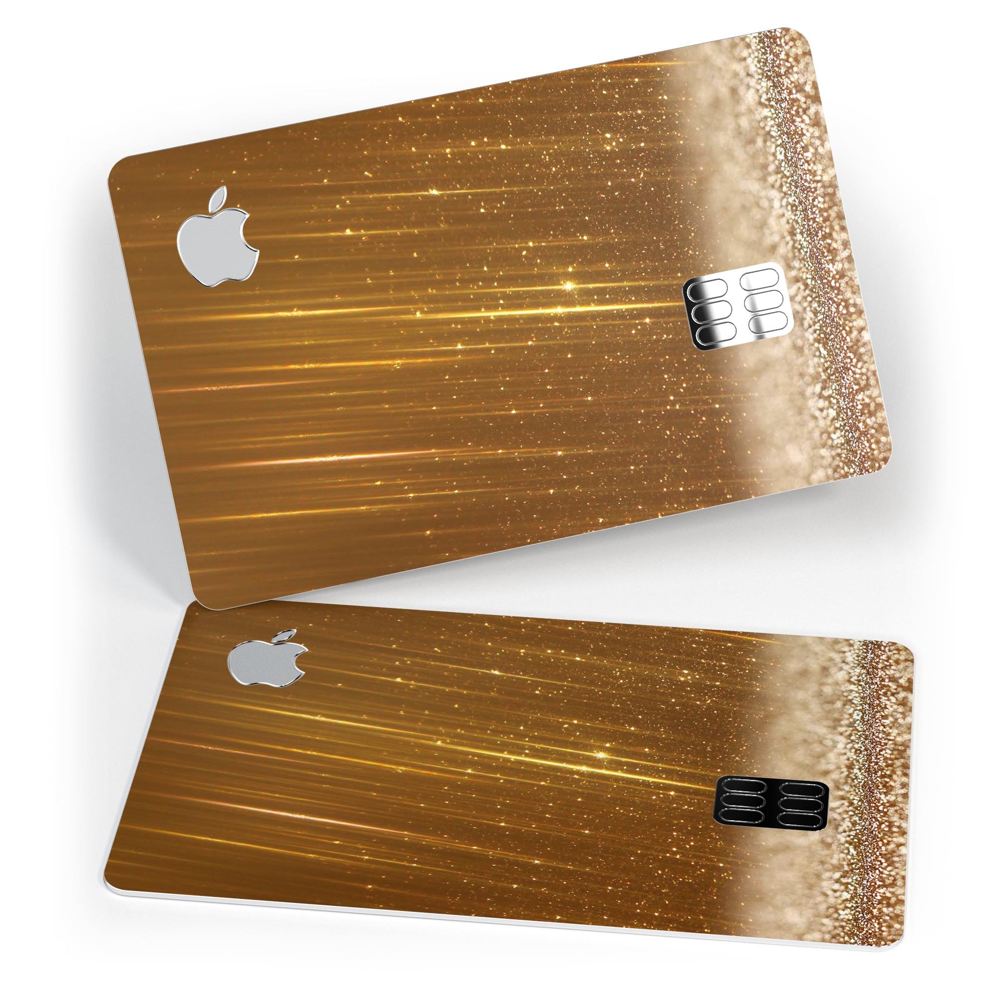 Premium Protective Decal Skin-Kit for Apple Card featuring scratched gold streaks design, showcasing its stylish and protective features.