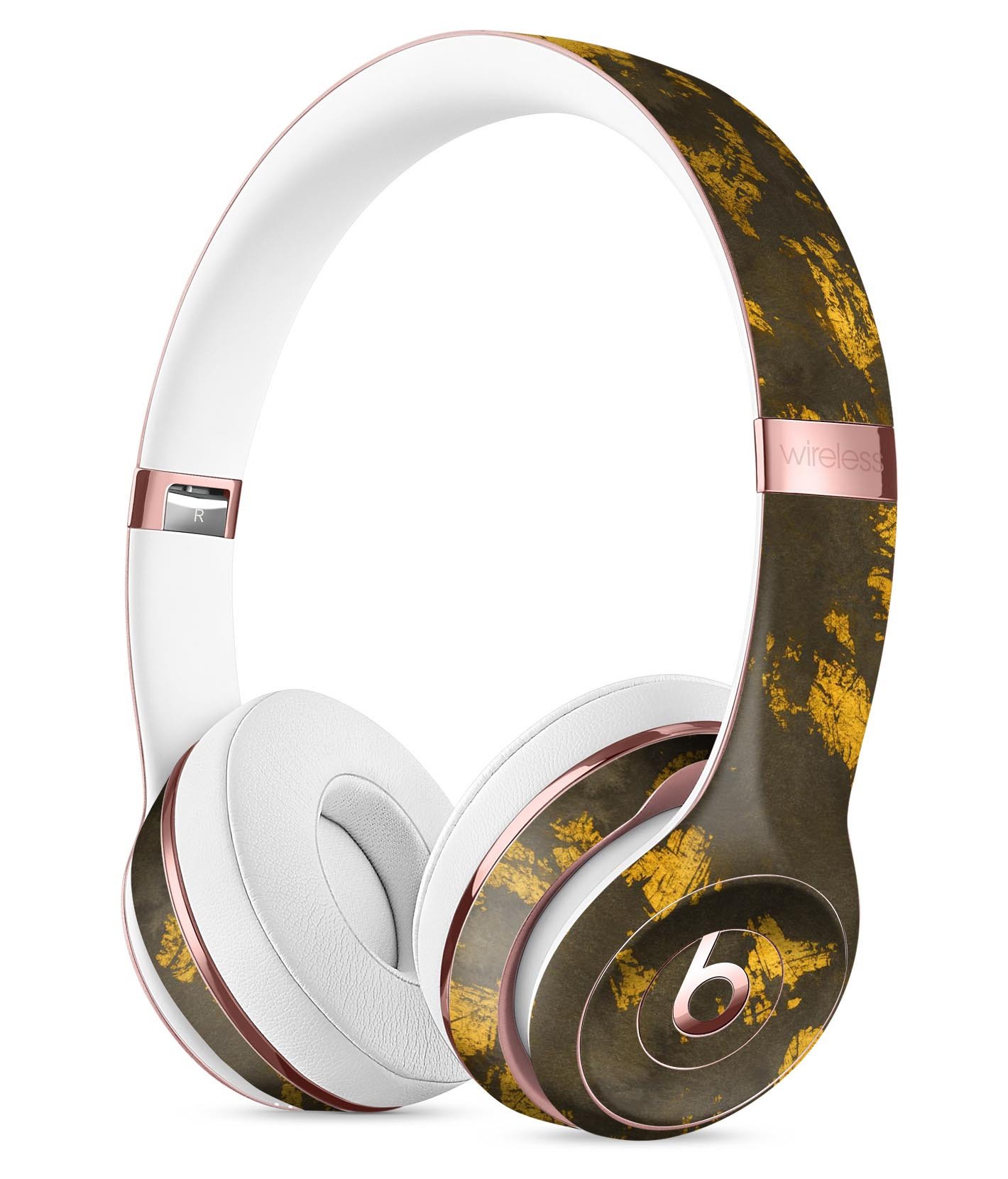 Scratched Golden Dust Full-Body Skin Kit for Beats by Dre Solo 3, showcasing its stylish design and premium vinyl material.