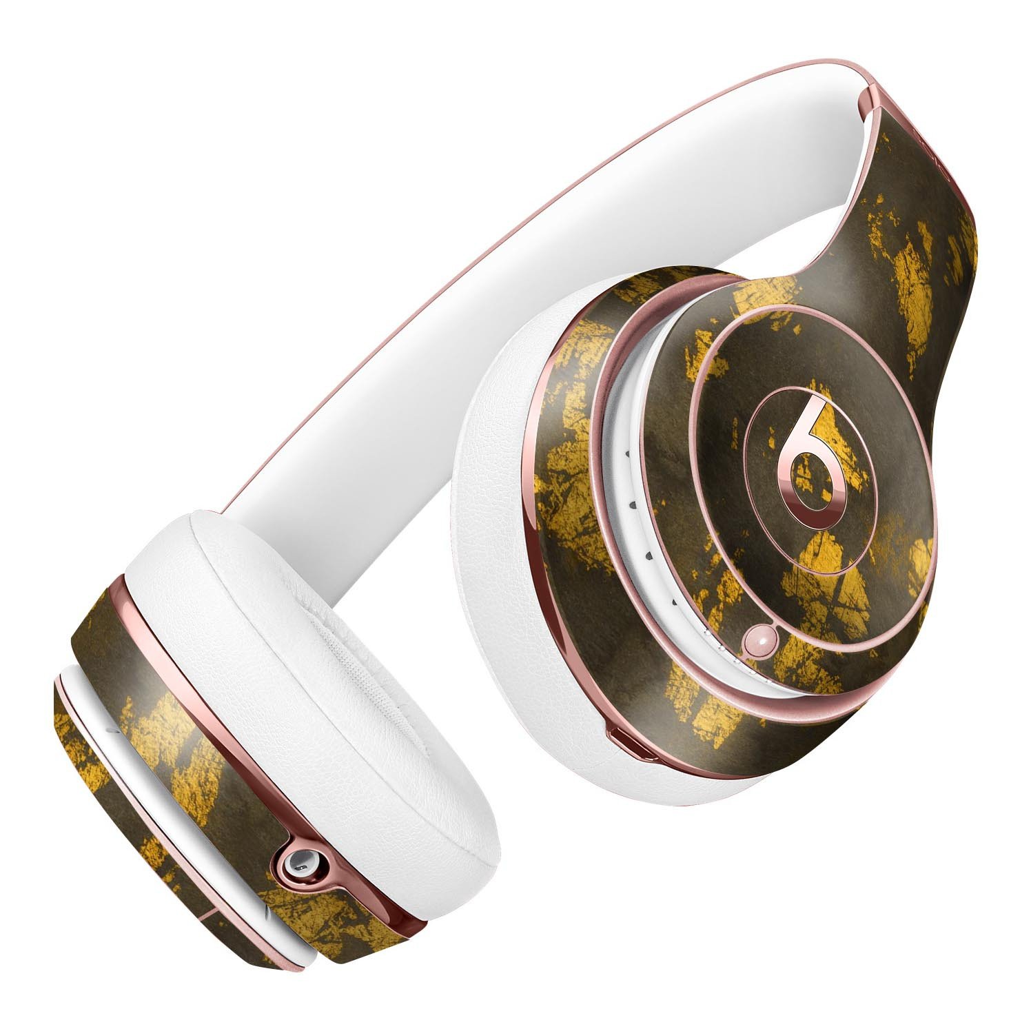 Scratched Golden Dust Full-Body Skin Kit for Beats by Dre Solo 3, showcasing its stylish design and premium vinyl material.