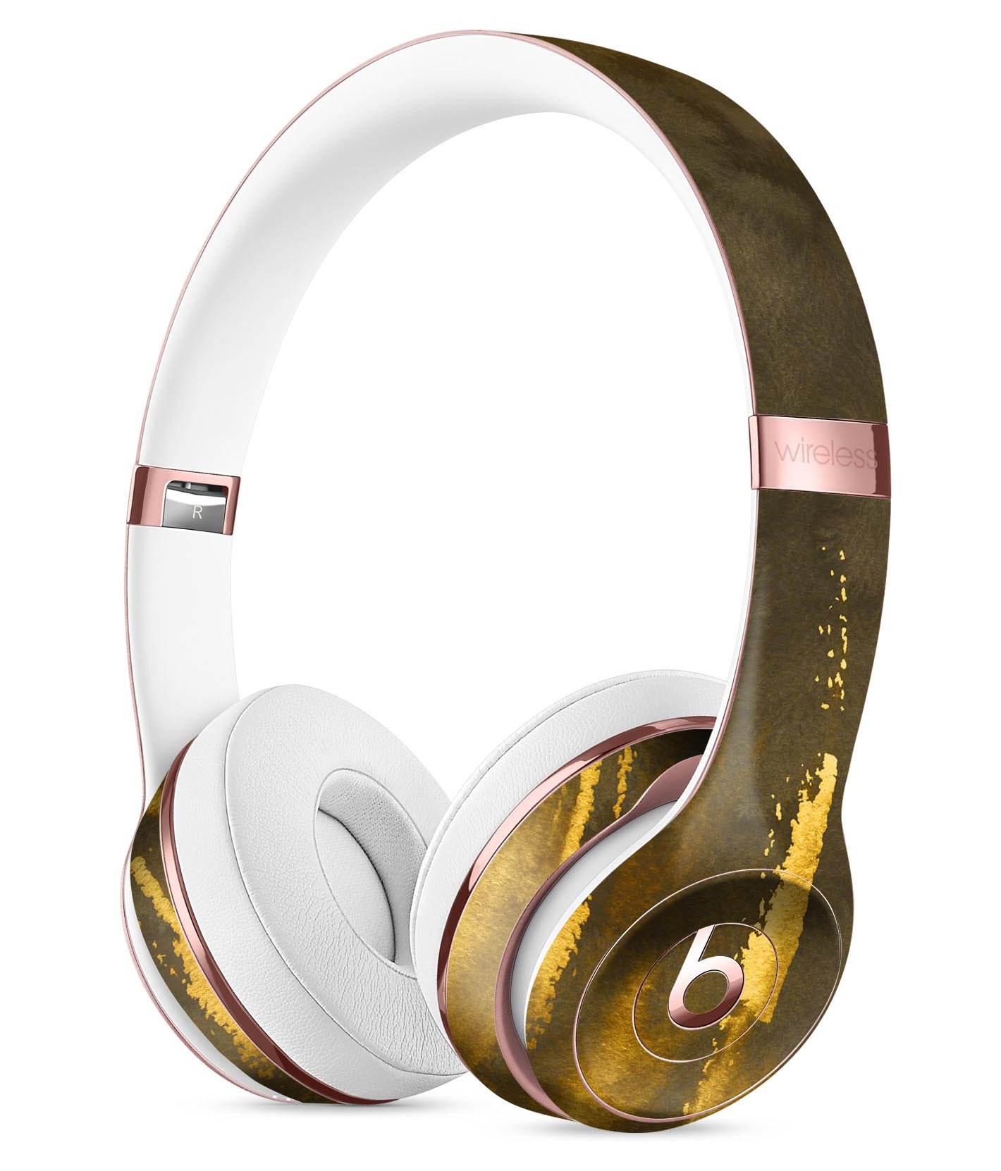 Scratched Golden Surface Full-Body Skin Kit for Beats by Dre Solo 3 Wireless Headphones, showcasing a stylish design and premium vinyl material.