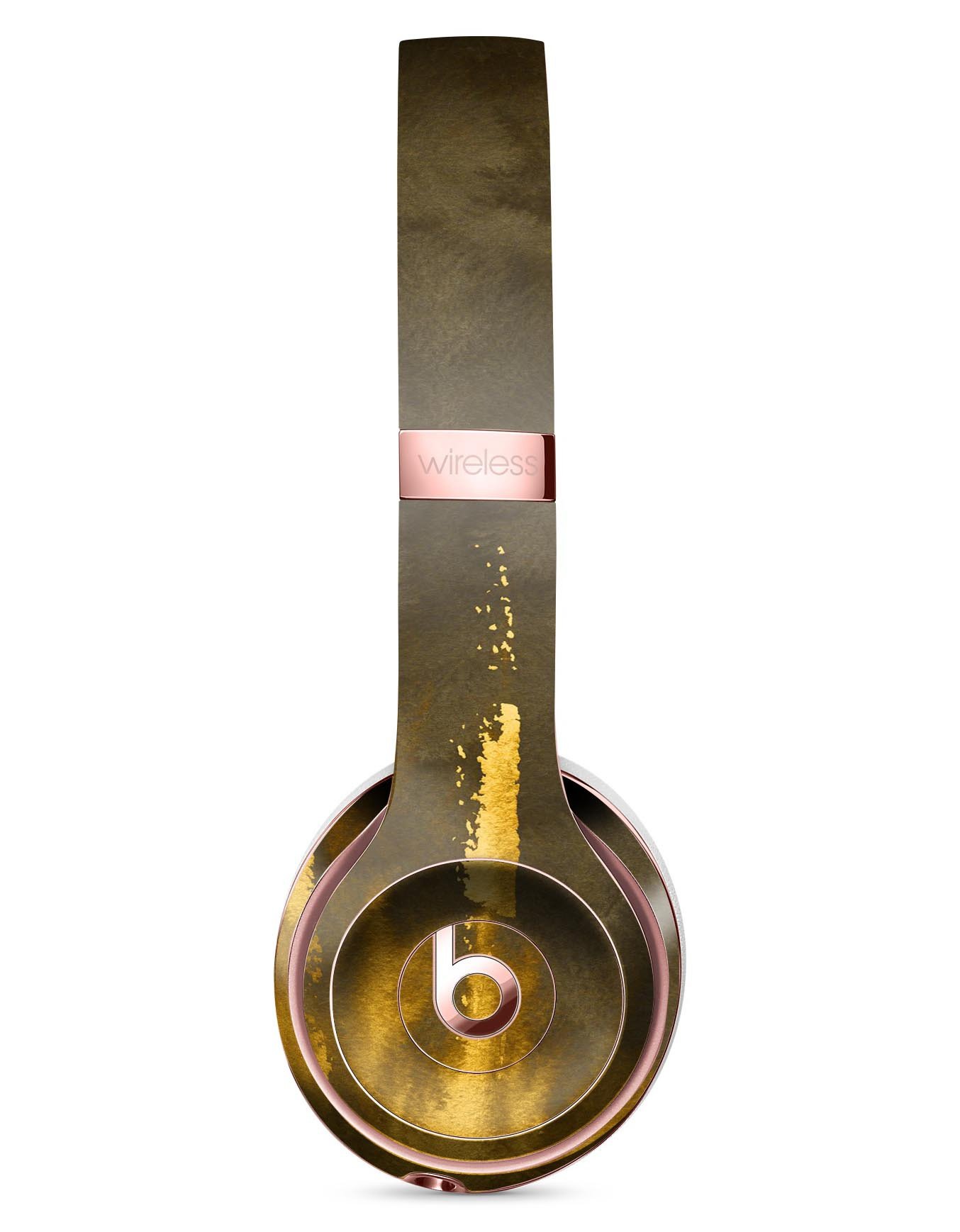 Scratched Golden Surface Full-Body Skin Kit for Beats by Dre Solo 3 Wireless Headphones, showcasing a stylish design and premium vinyl material.