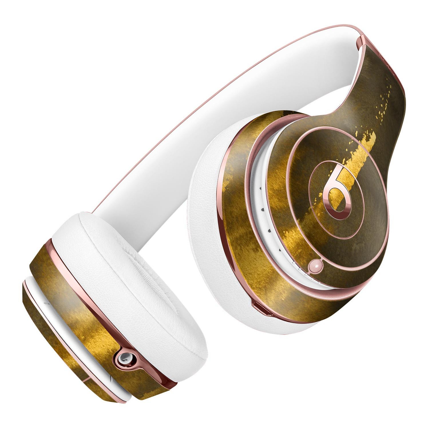 Scratched Golden Surface Full-Body Skin Kit for Beats by Dre Solo 3 Wireless Headphones, showcasing a stylish design and premium vinyl material.