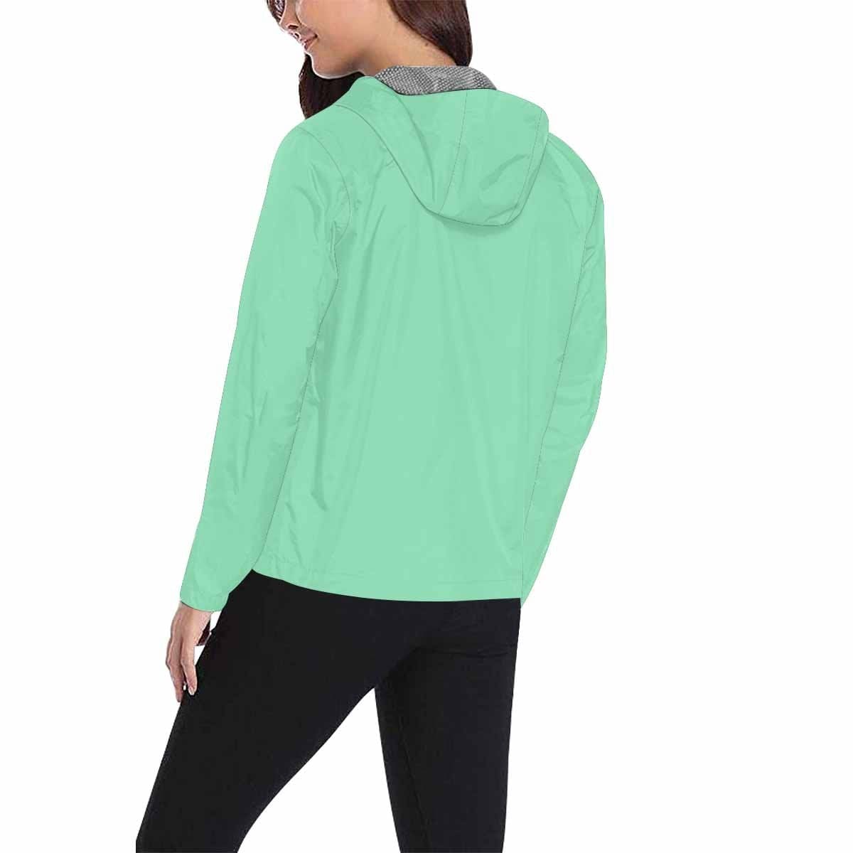 Seafoam Green Hooded Windbreaker Jacket for men and women, featuring a stylish design with adjustable hood and zippered pockets.