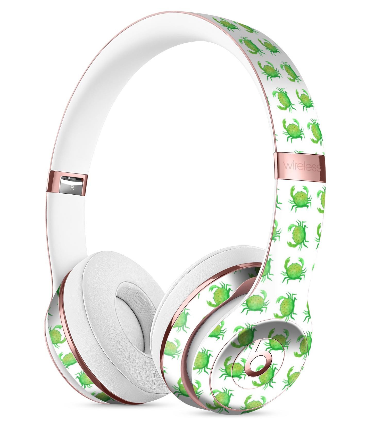 Seamless Green Crab WaterColor Full-Body Skin Kit for Beats by Dre, showcasing vibrant design and precise fit.