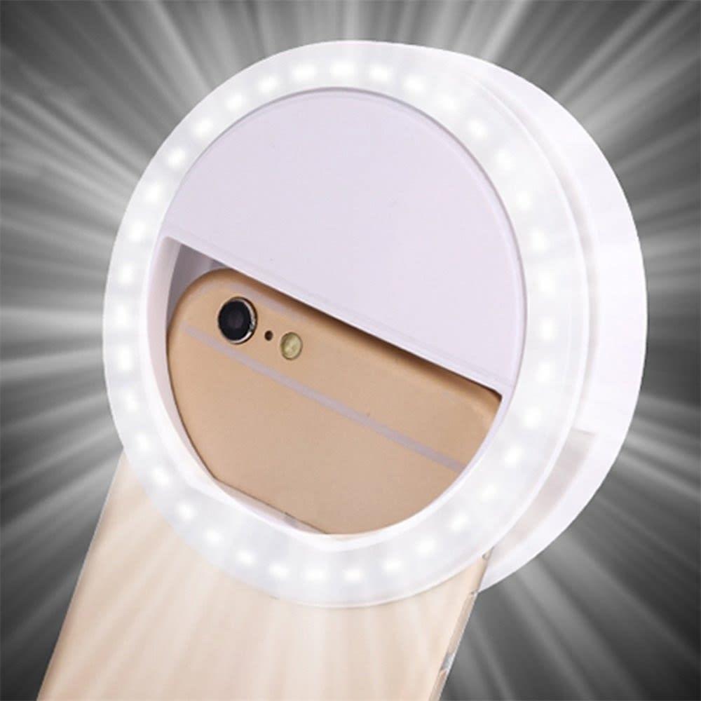 A compact and stylish Selfie Ring Light with adjustable brightness, designed for perfect selfies and enhanced photography.