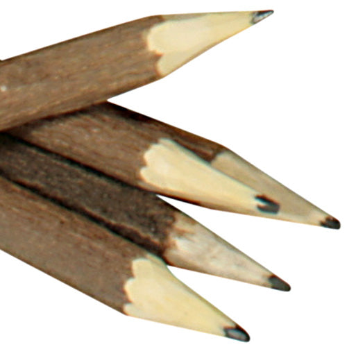 Set of 5 Neem Wood Pencils, handcrafted from discarded neem twigs, showcasing their natural texture and vibrant colors.