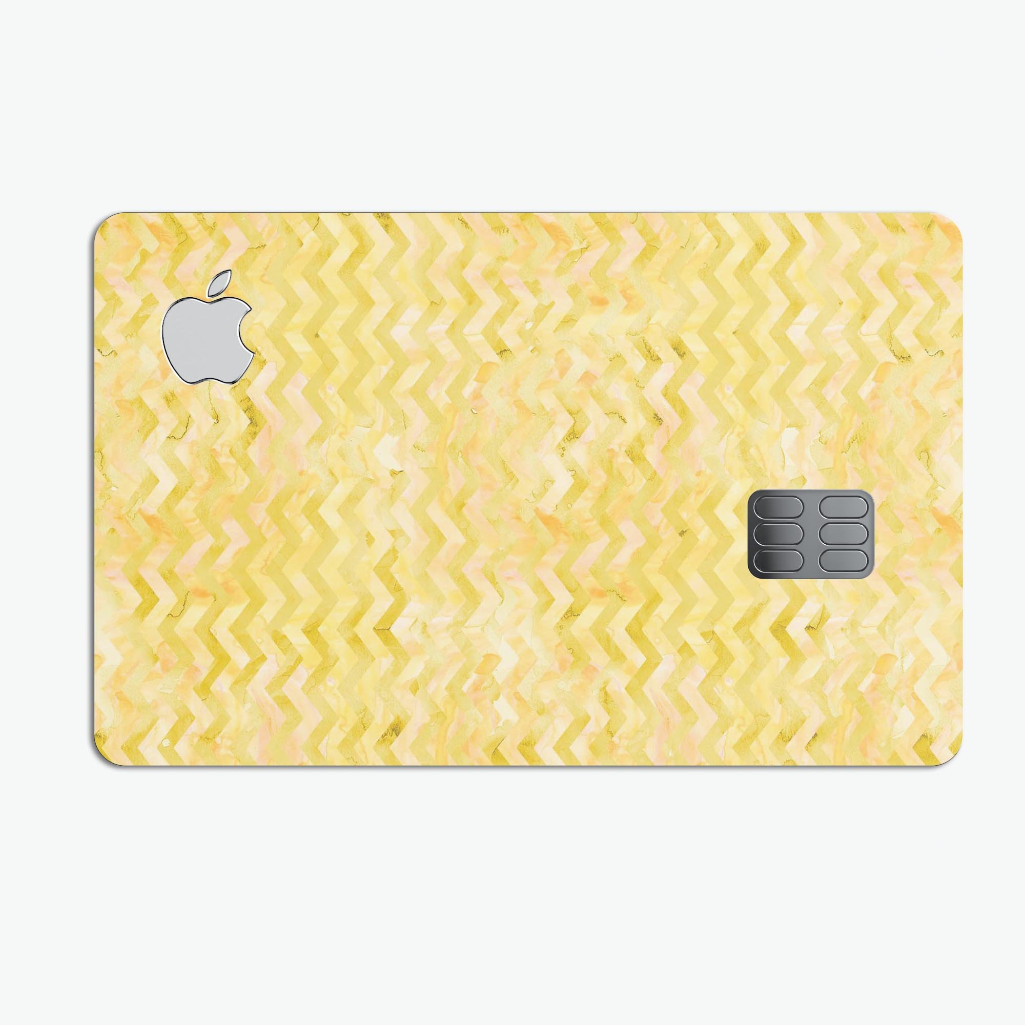 Shabby Chic Yellow Watercolor Pattern decal on an Apple Card, showcasing vibrant colors and a stylish design.