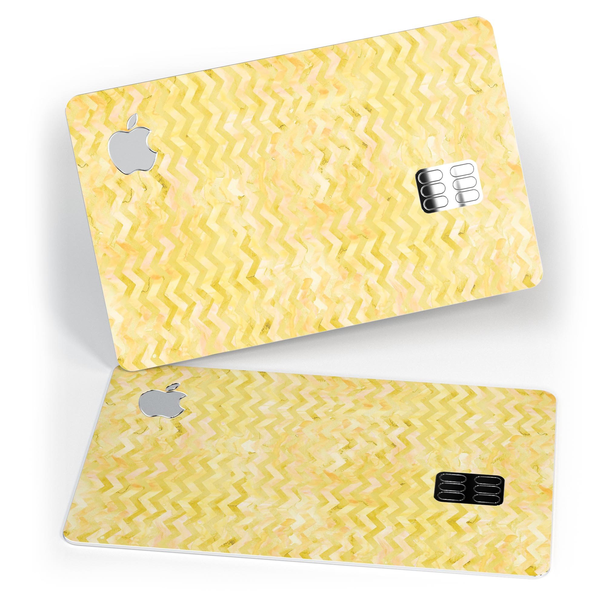 Shabby Chic Yellow Watercolor Pattern decal on an Apple Card, showcasing vibrant colors and a stylish design.