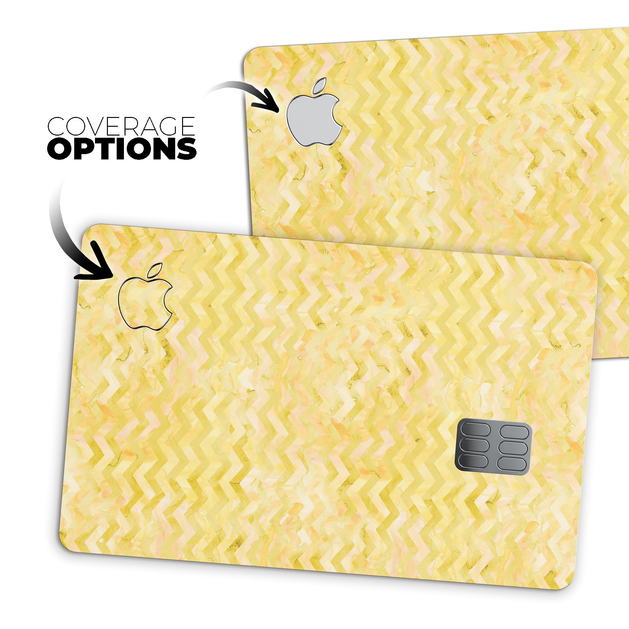 Shabby Chic Yellow Watercolor Pattern decal on an Apple Card, showcasing vibrant colors and a stylish design.