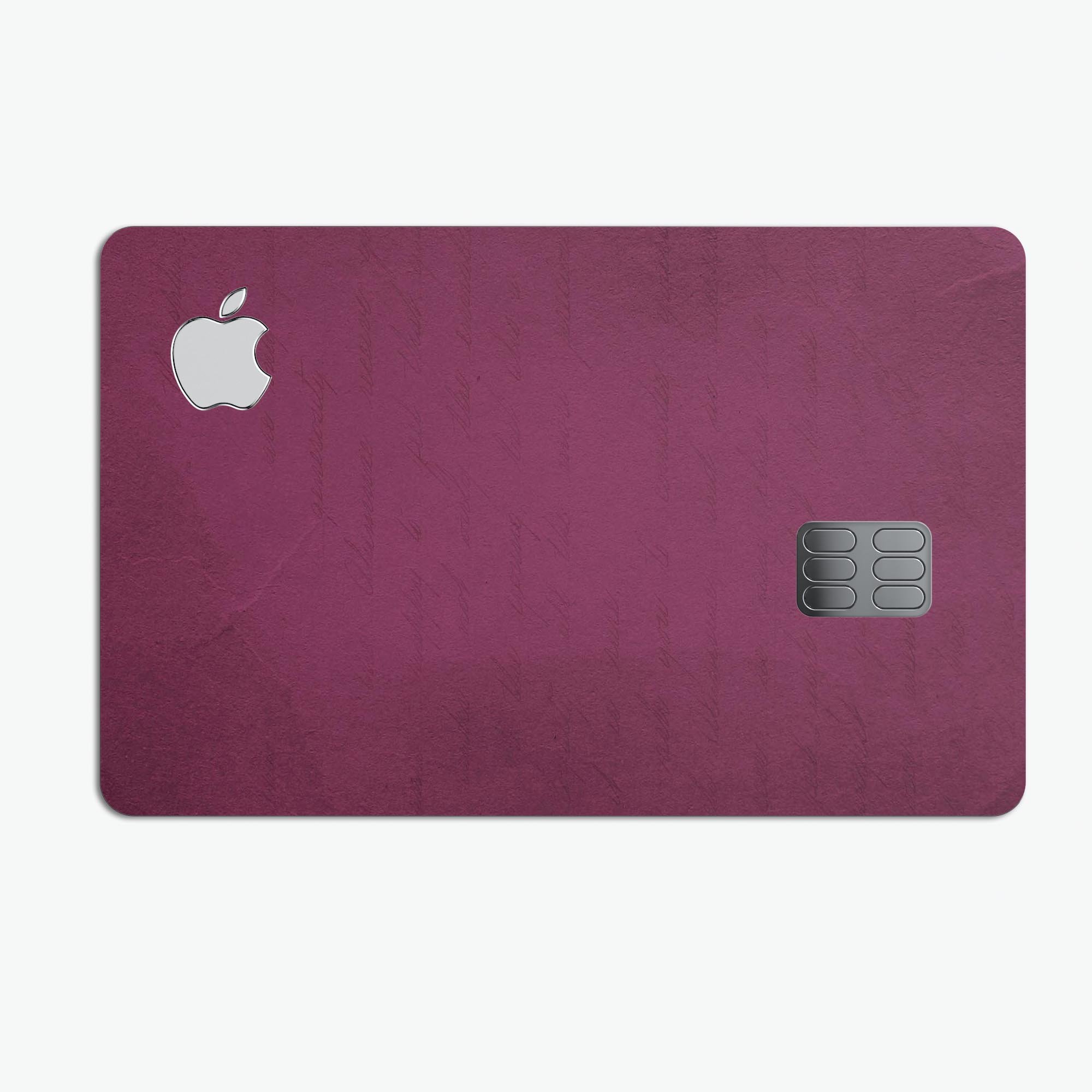 Shades of Burgundy Over Vintage Script decal applied on an Apple Card, showcasing its elegant design and premium finish.