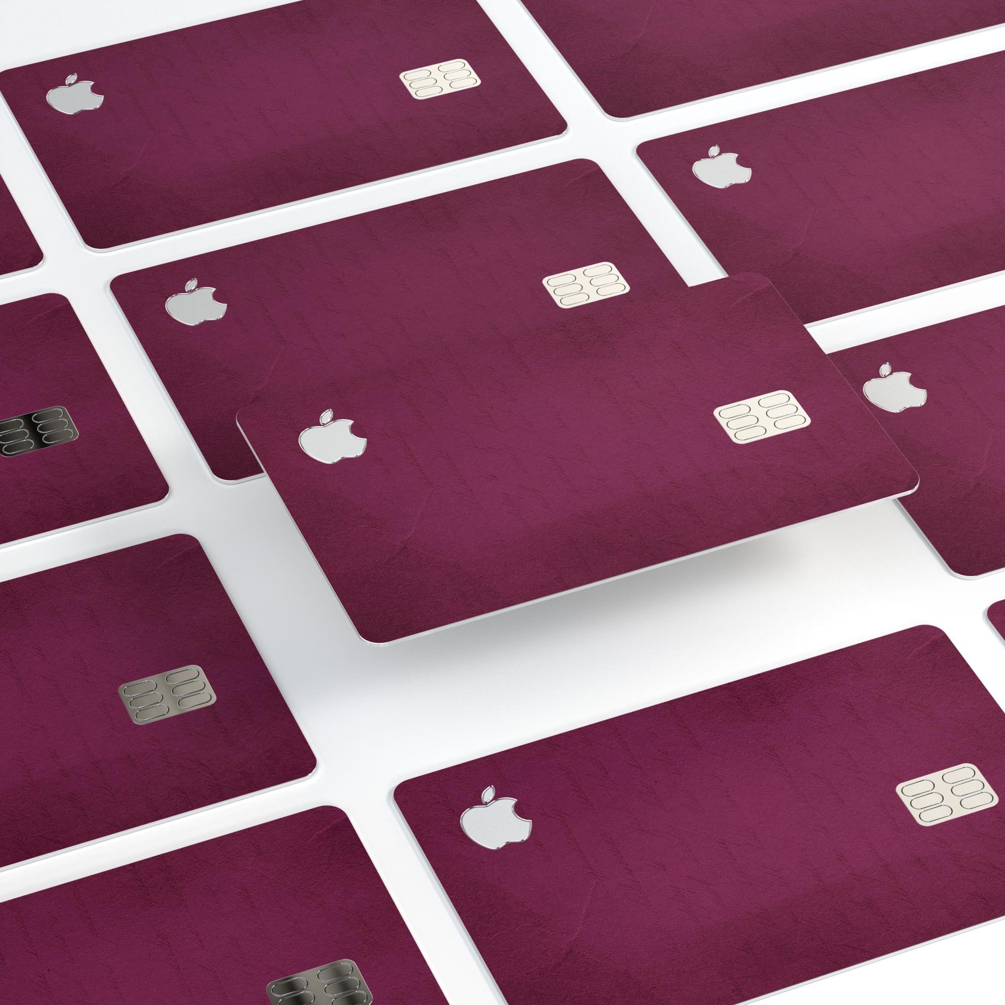 Shades of Burgundy Over Vintage Script decal applied on an Apple Card, showcasing its elegant design and premium finish.