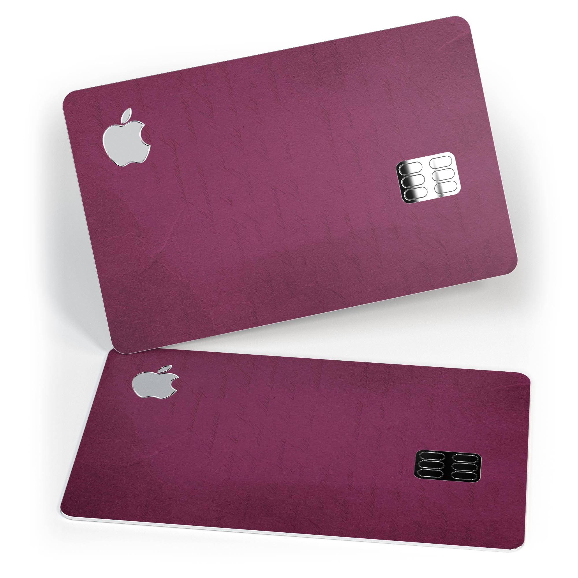 Shades of Burgundy Over Vintage Script decal applied on an Apple Card, showcasing its elegant design and premium finish.