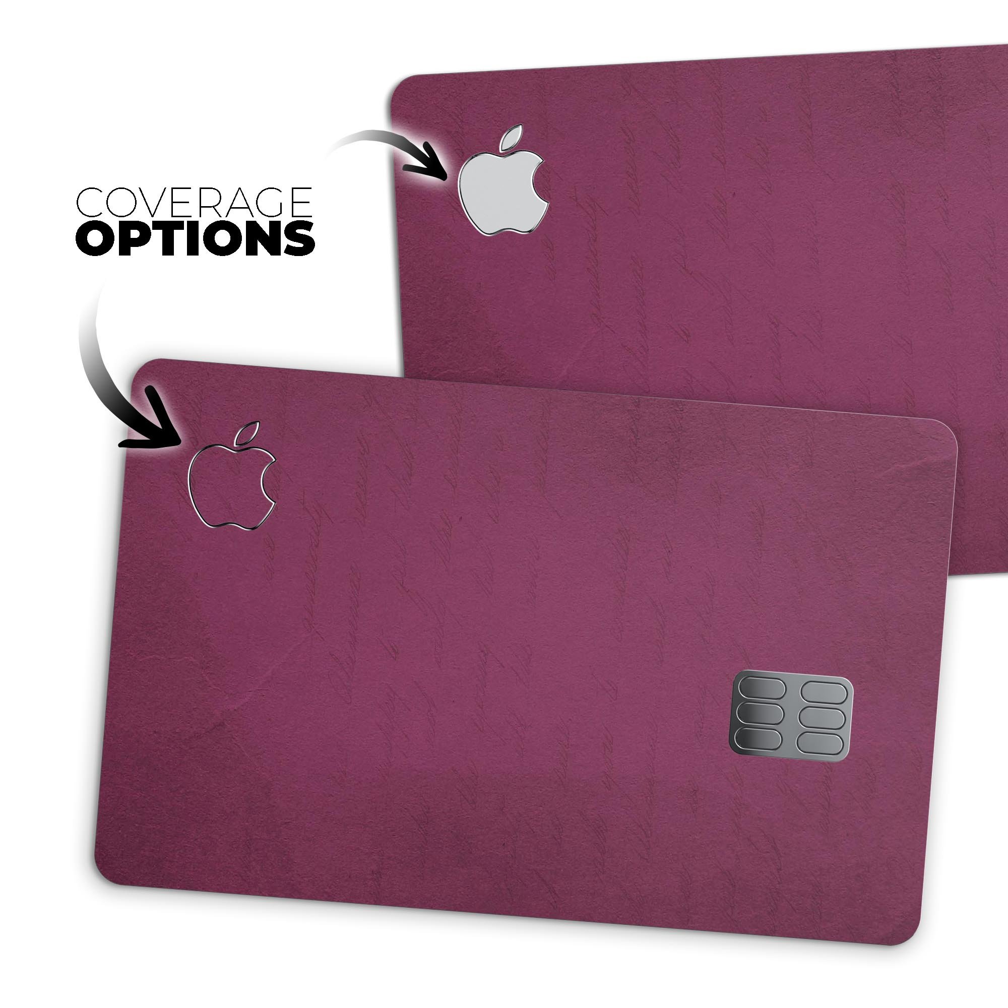 Shades of Burgundy Over Vintage Script decal applied on an Apple Card, showcasing its elegant design and premium finish.