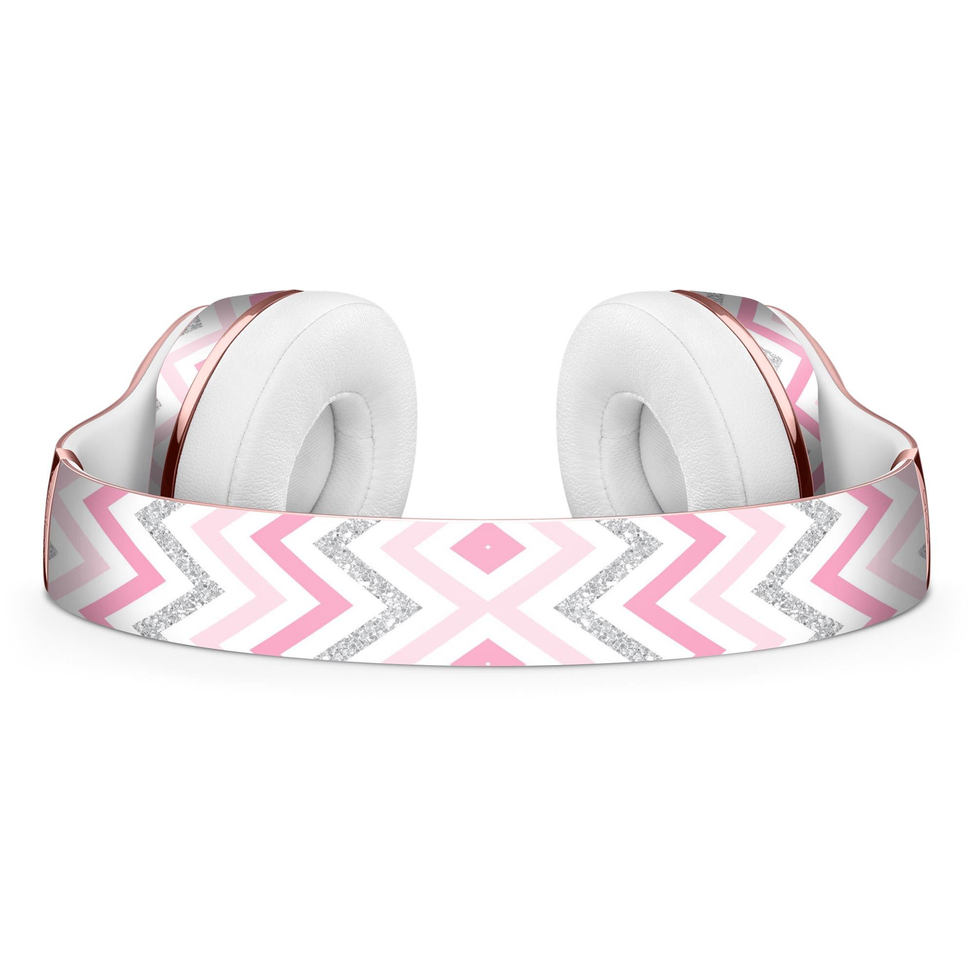 Shades of Pink Glitter Chevron Full-Body Skin Kit designed for Beats by Dre Solo 3 Wireless Headphones, showcasing vibrant pink glitter pattern.