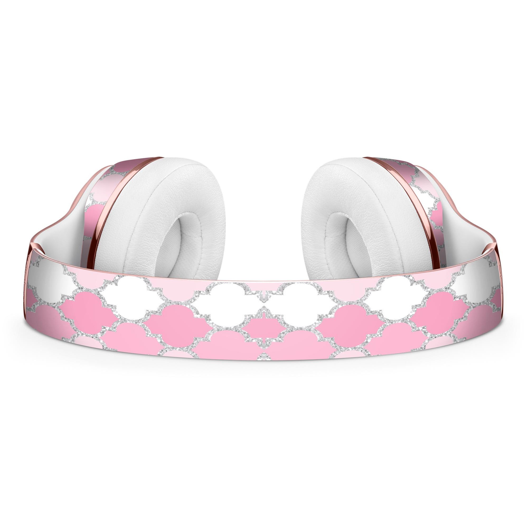 Shades of Pink Quatrefoil Full-Body Skin Kit designed for Beats by Dre Solo 3 Wireless Headphones, showcasing vibrant pink colors and elegant pattern.