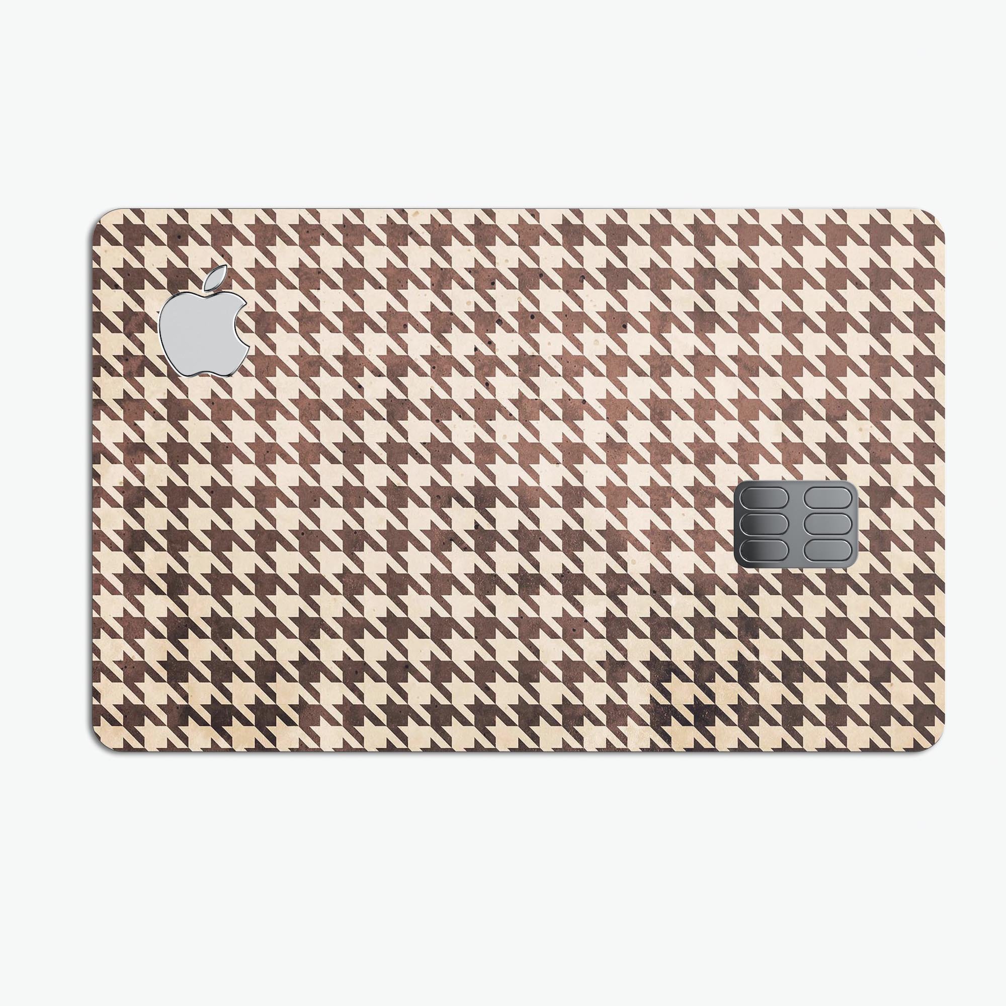 Sharp Brown and Tan Pattern Premium Protective Decal Skin-Kit for Apple Card, showcasing its stylish design and protective features.