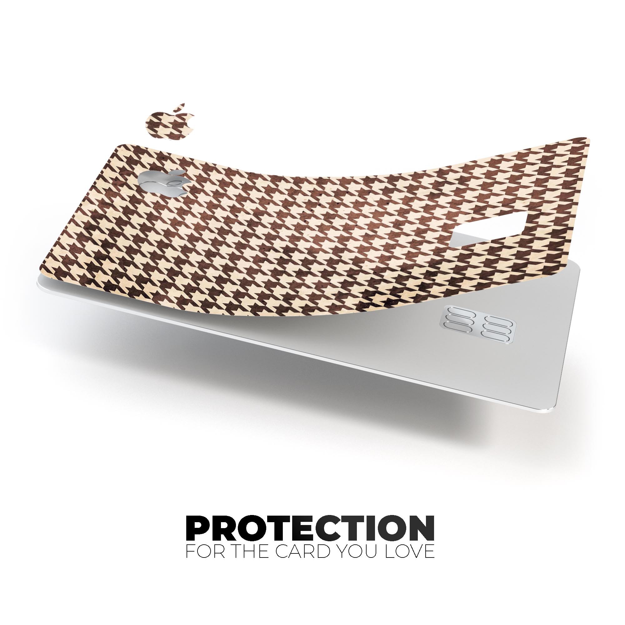 Sharp Brown and Tan Pattern Premium Protective Decal Skin-Kit for Apple Card, showcasing its stylish design and protective features.