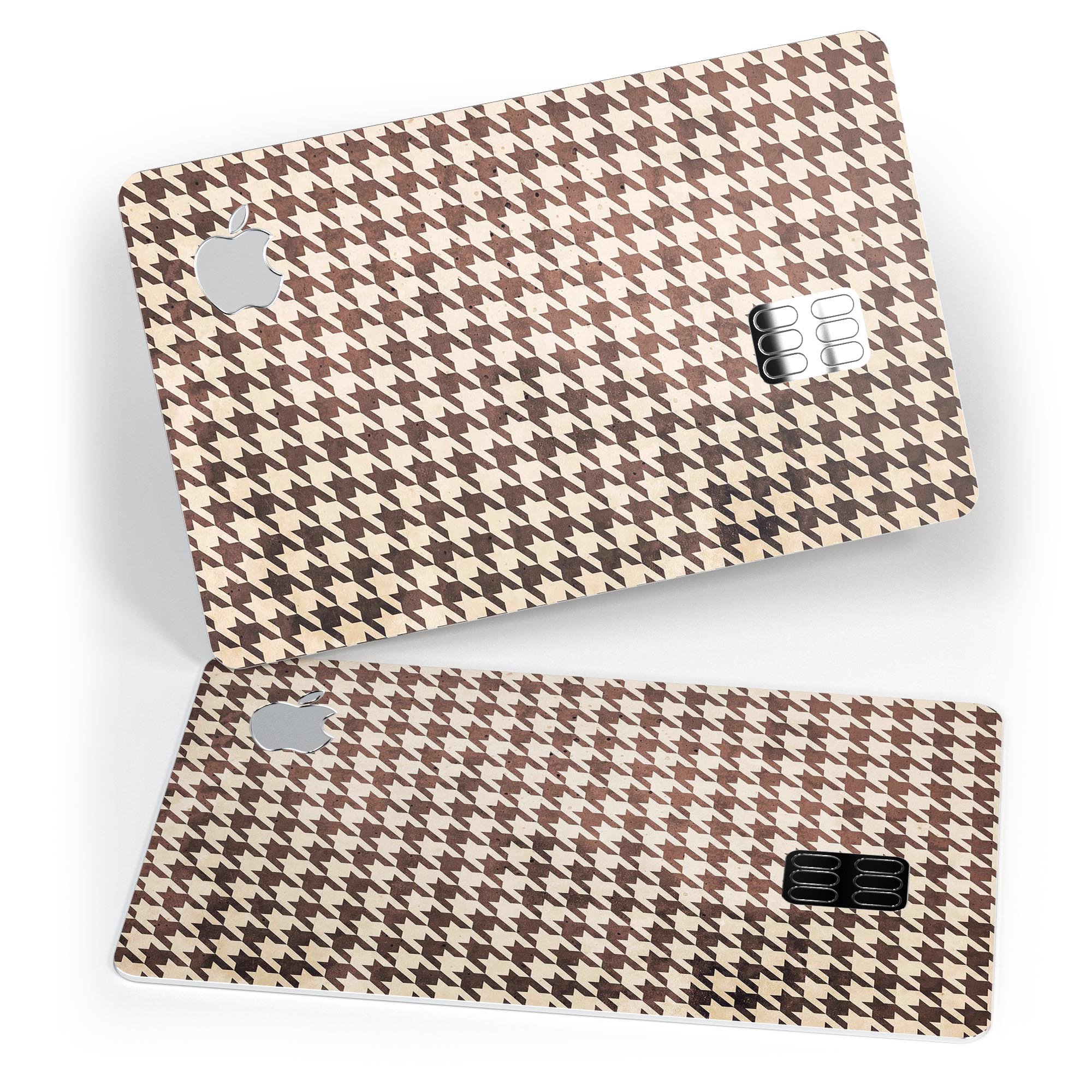 Sharp Brown and Tan Pattern Premium Protective Decal Skin-Kit for Apple Card, showcasing its stylish design and protective features.